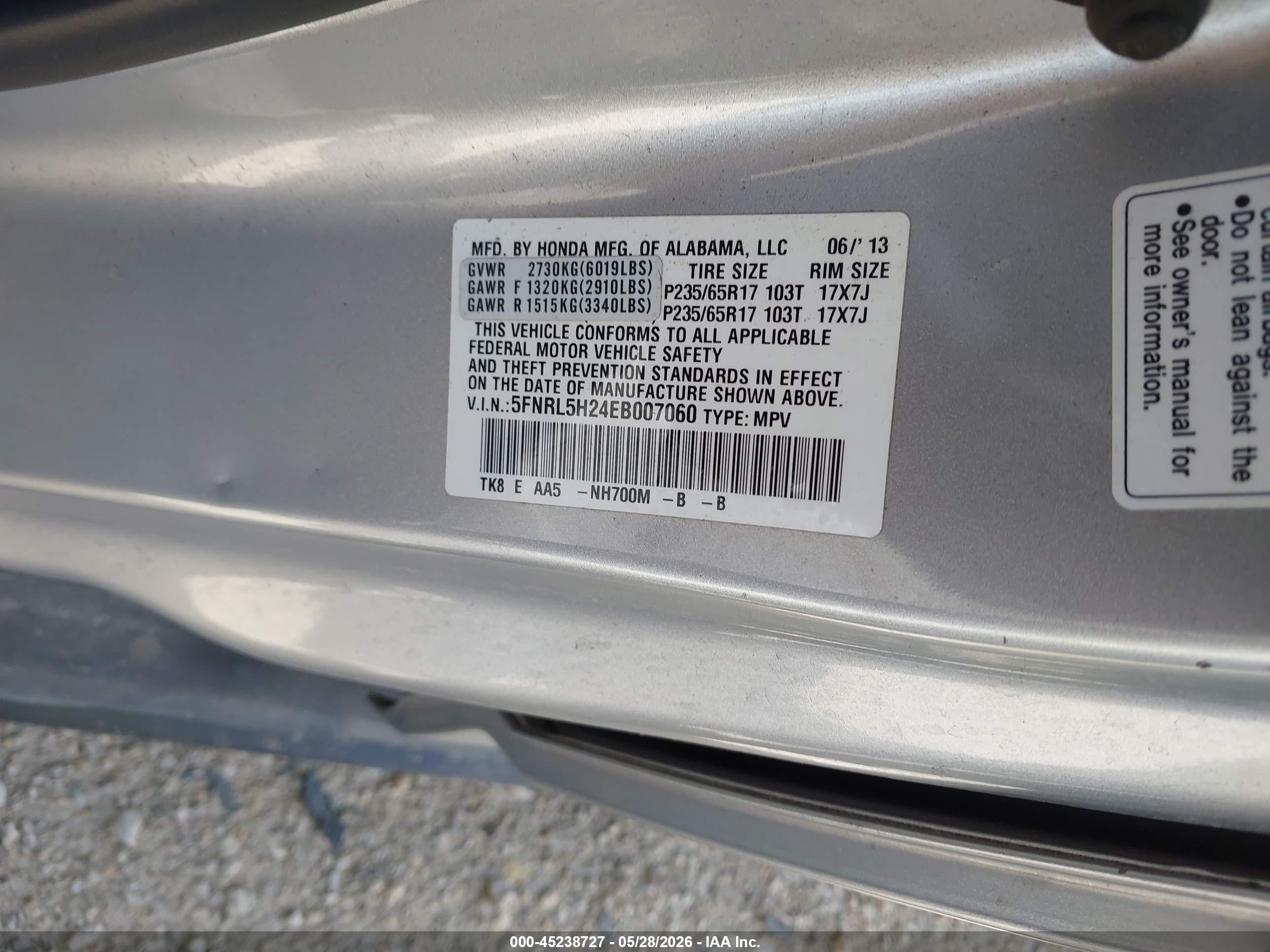2014 Honda Odyssey Lx Silver vin: 5FNRL5H24EB007060