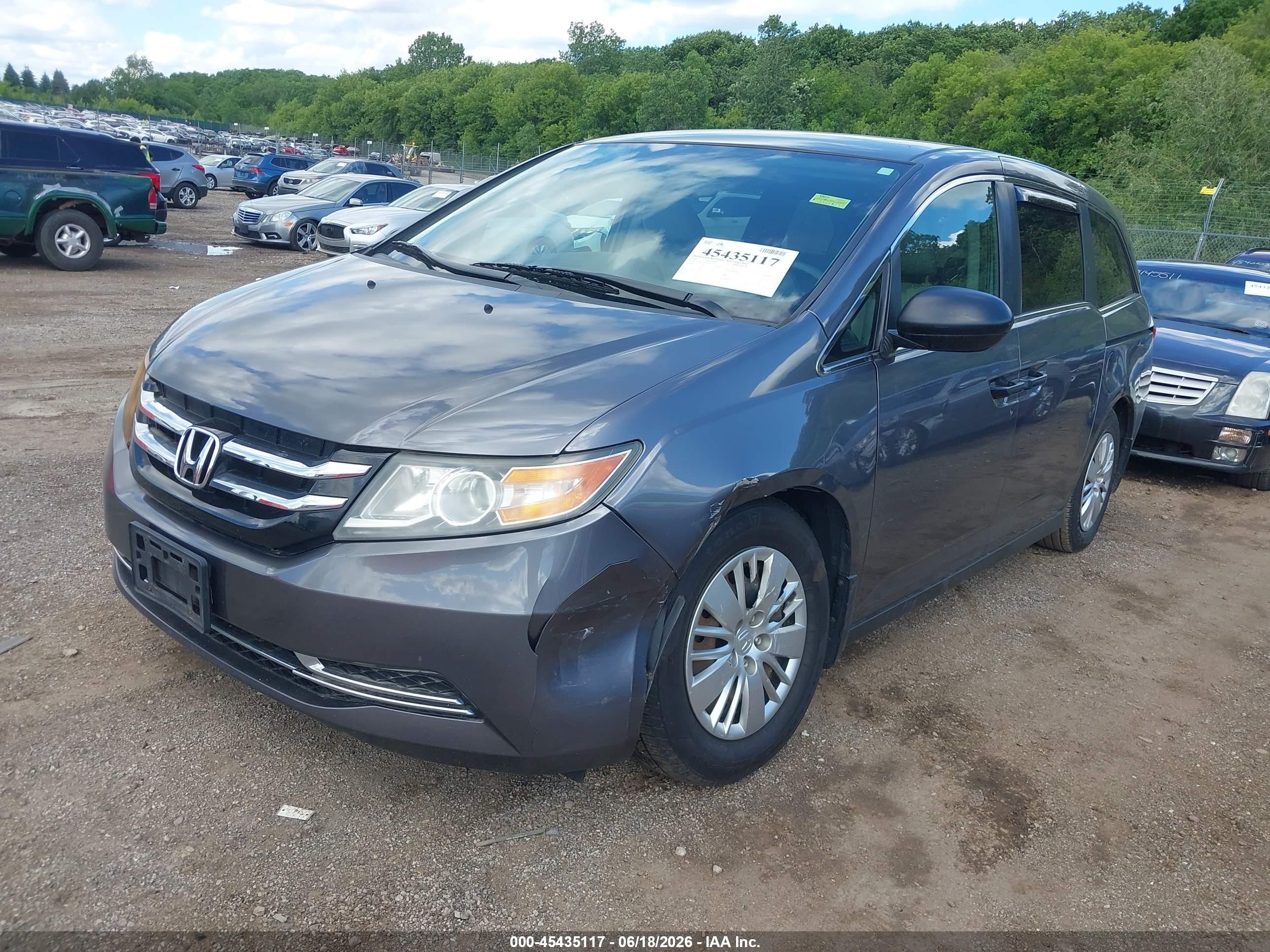 2015 Honda Odyssey Lx Gray vin: 5FNRL5H24FB012051