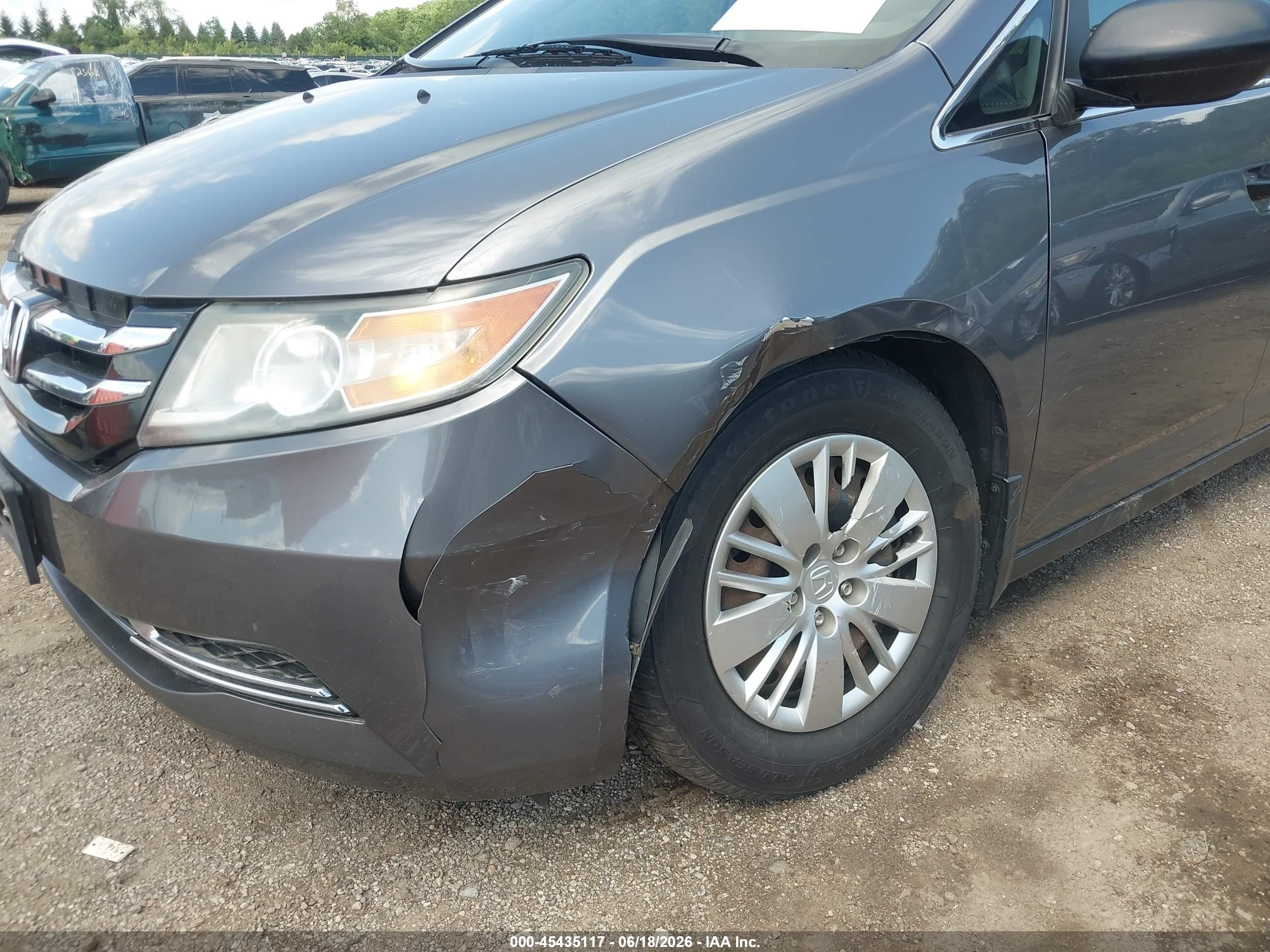 2015 Honda Odyssey Lx Gray vin: 5FNRL5H24FB012051