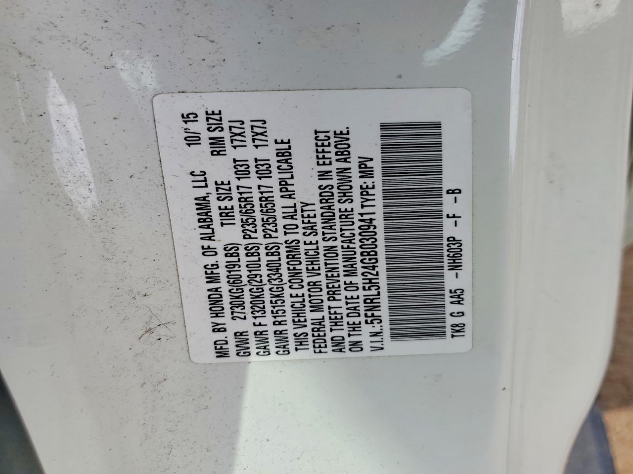 2016 Honda Odyssey Lx White vin: 5FNRL5H24GB030941