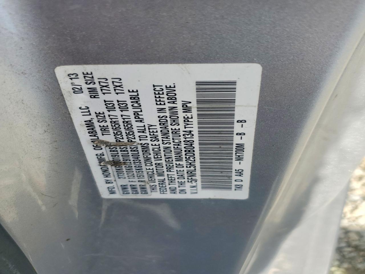 2013 Honda Odyssey Lx Silver vin: 5FNRL5H25DB048134