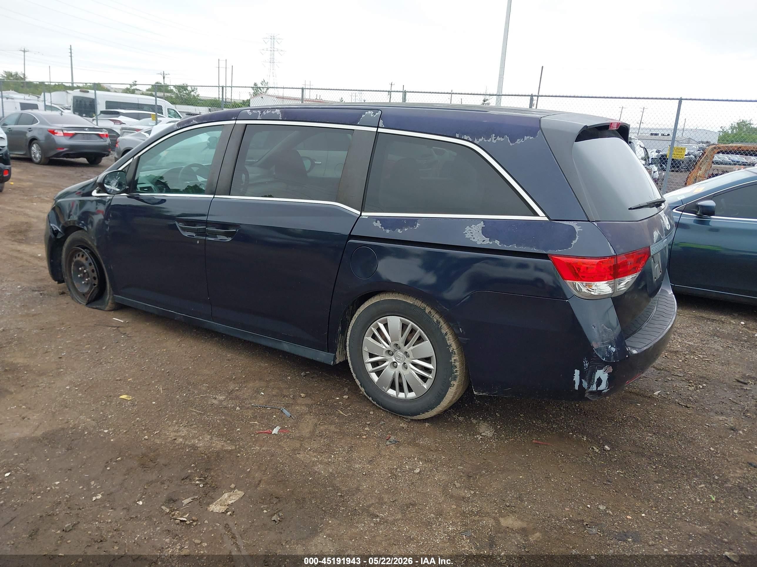 2014 Honda Odyssey Lx Blue vin: 5FNRL5H25EB013059