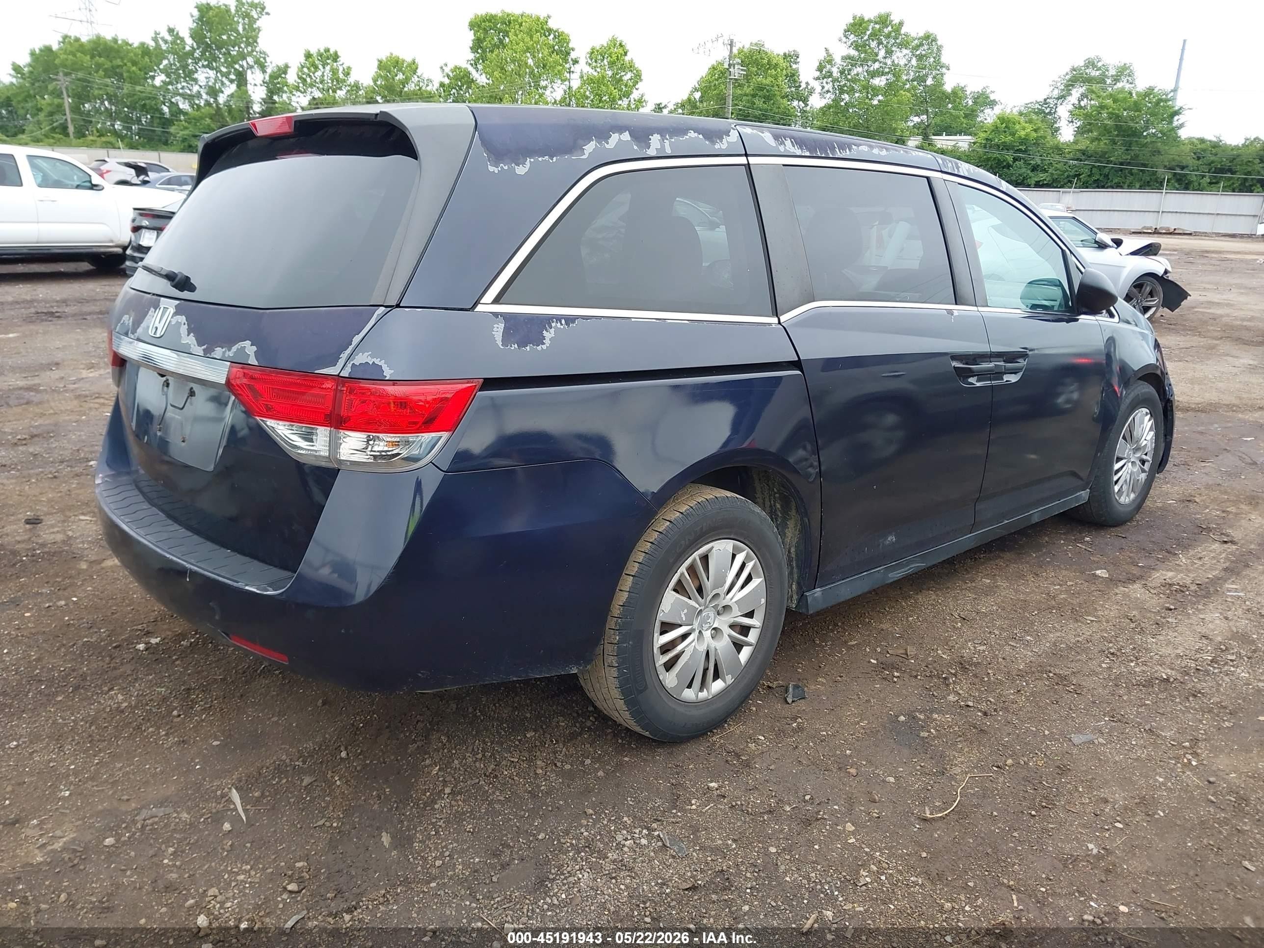 2014 Honda Odyssey Lx Blue vin: 5FNRL5H25EB013059