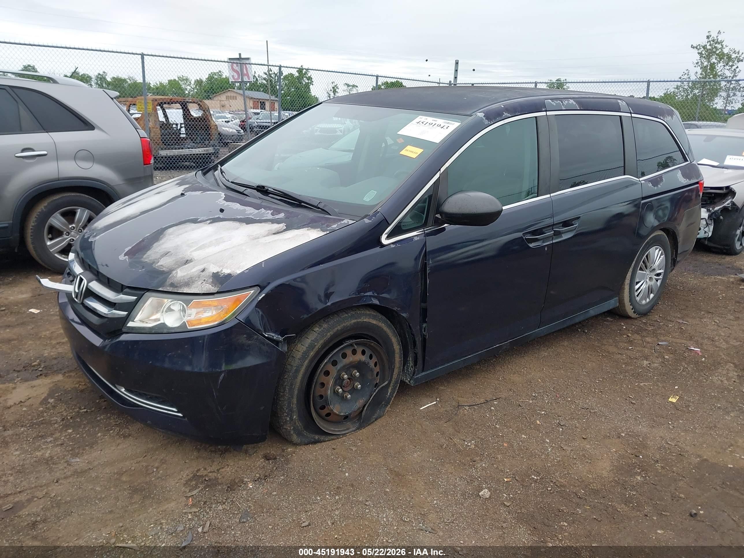 2014 Honda Odyssey Lx Blue vin: 5FNRL5H25EB013059