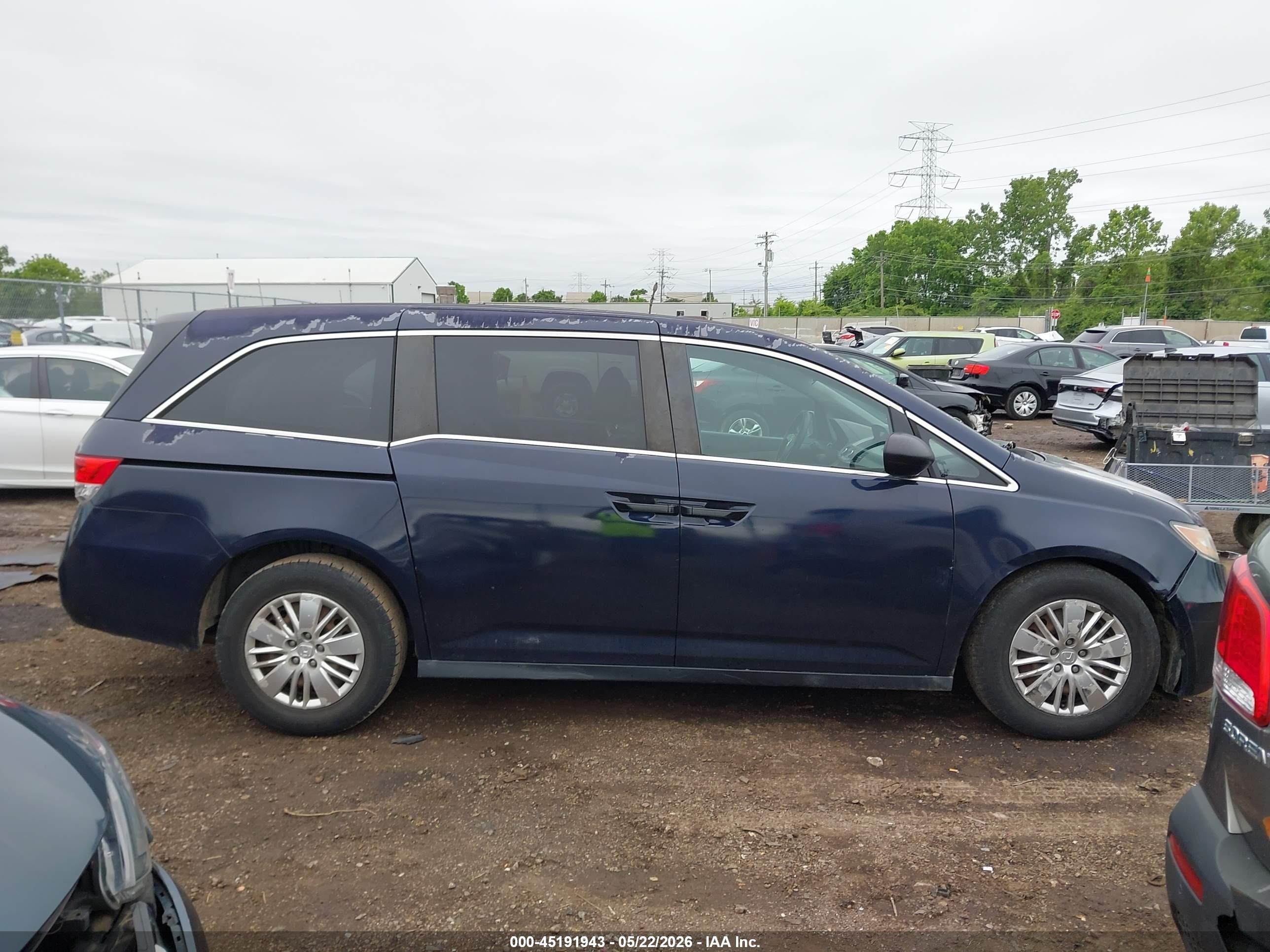 2014 Honda Odyssey Lx Blue vin: 5FNRL5H25EB013059