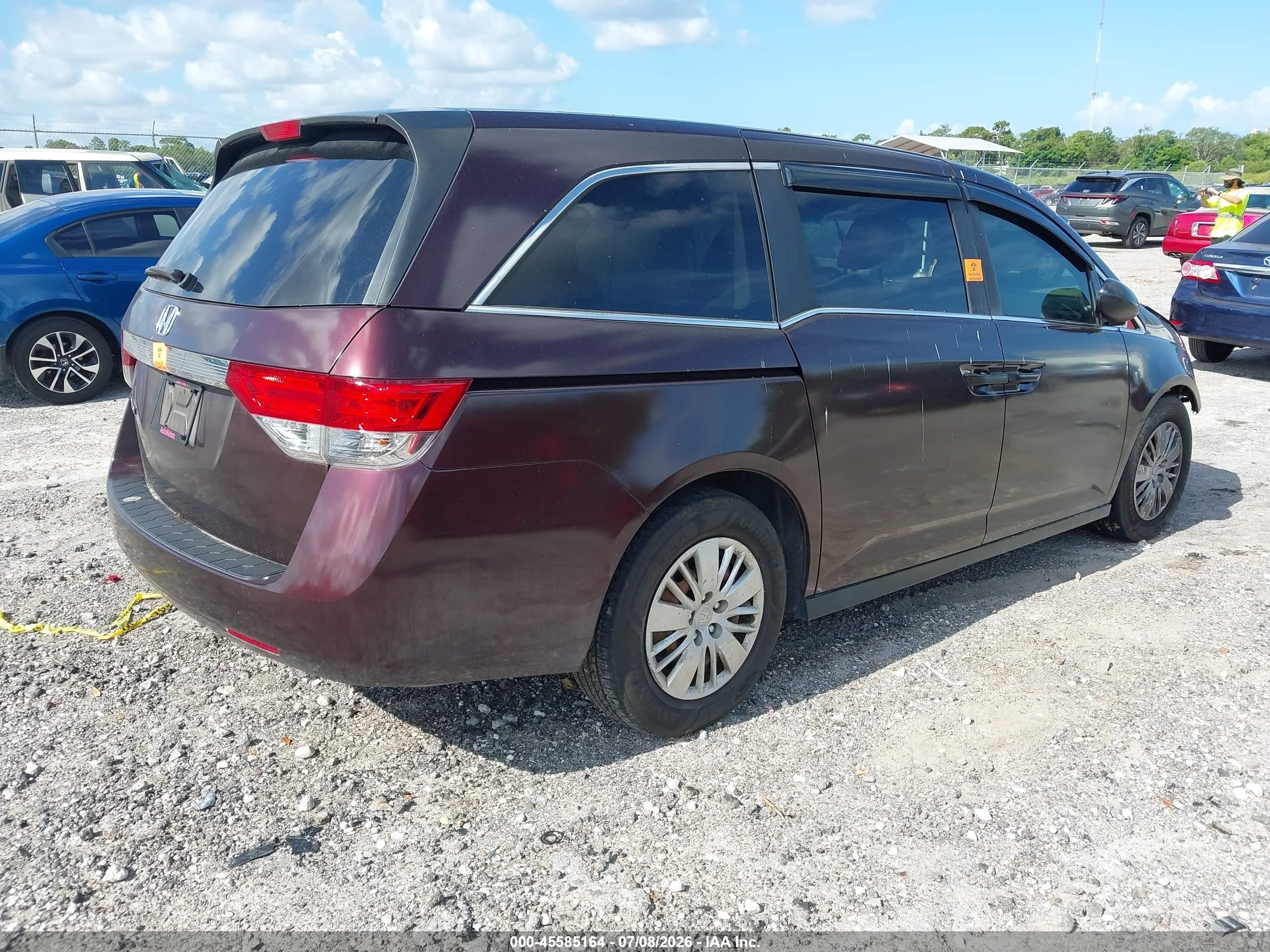 2014 Honda Odyssey Lx Maroon vin: 5FNRL5H25EB054422