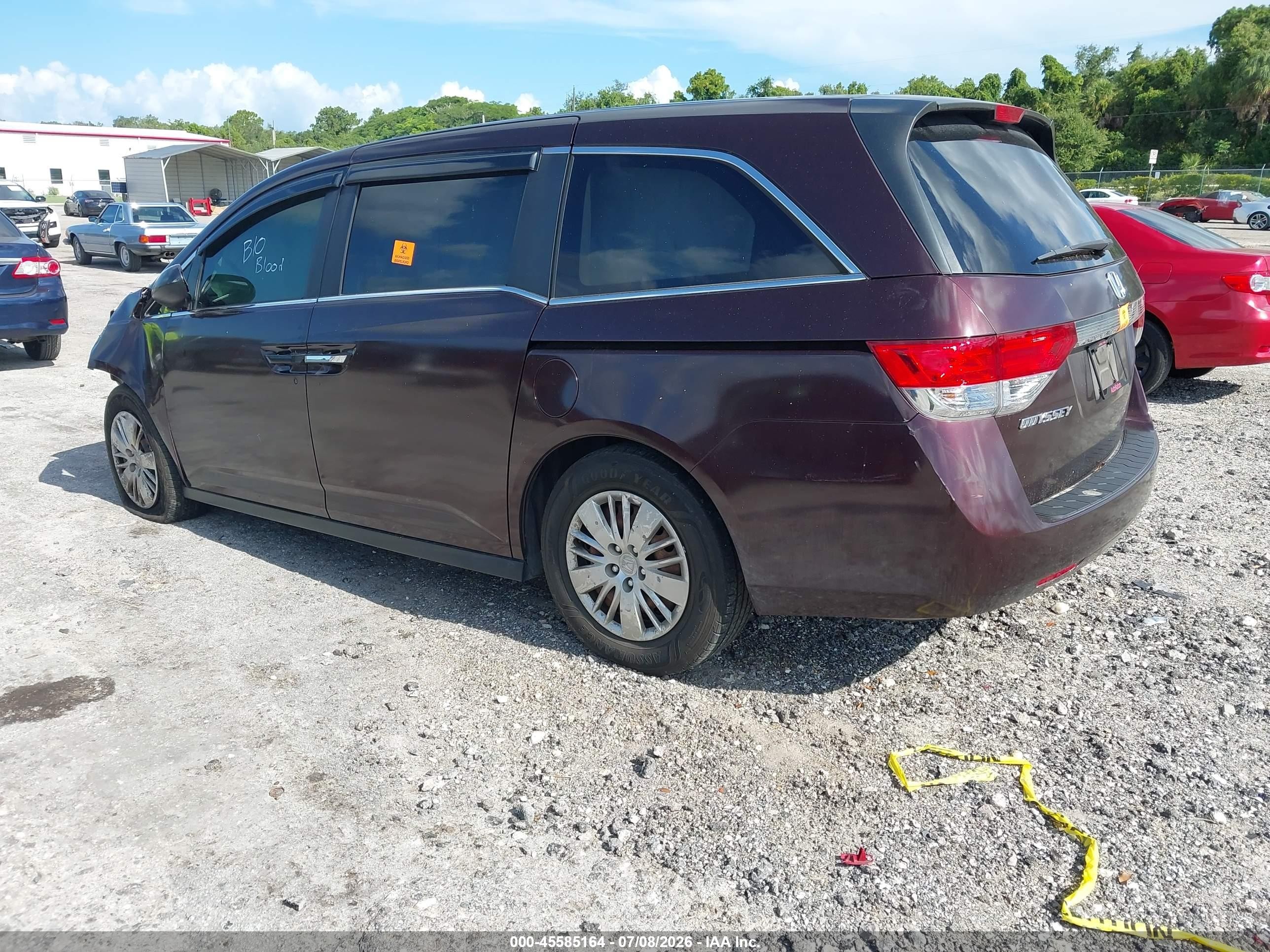 2014 Honda Odyssey Lx Maroon vin: 5FNRL5H25EB054422