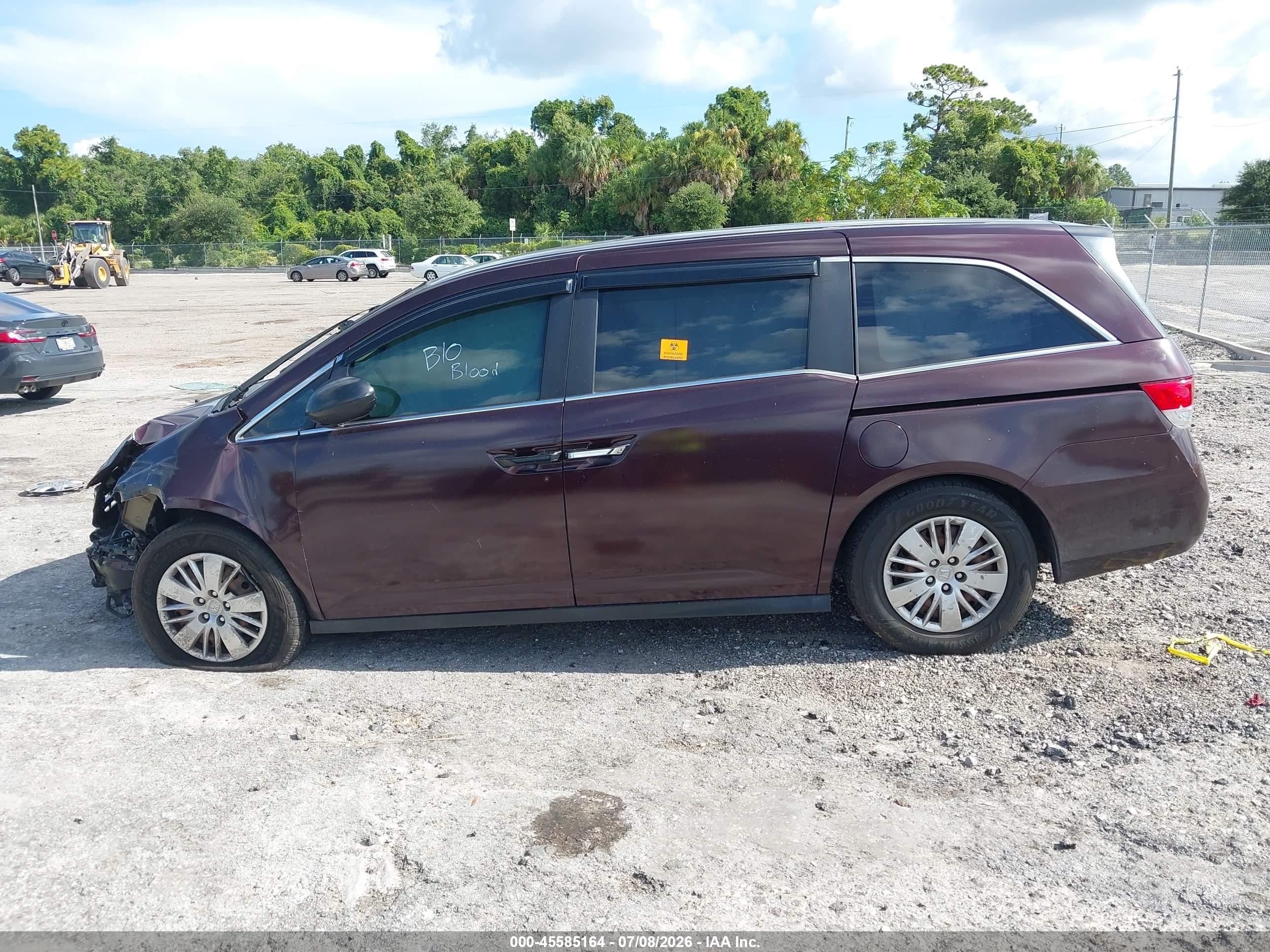 2014 Honda Odyssey Lx Maroon vin: 5FNRL5H25EB054422
