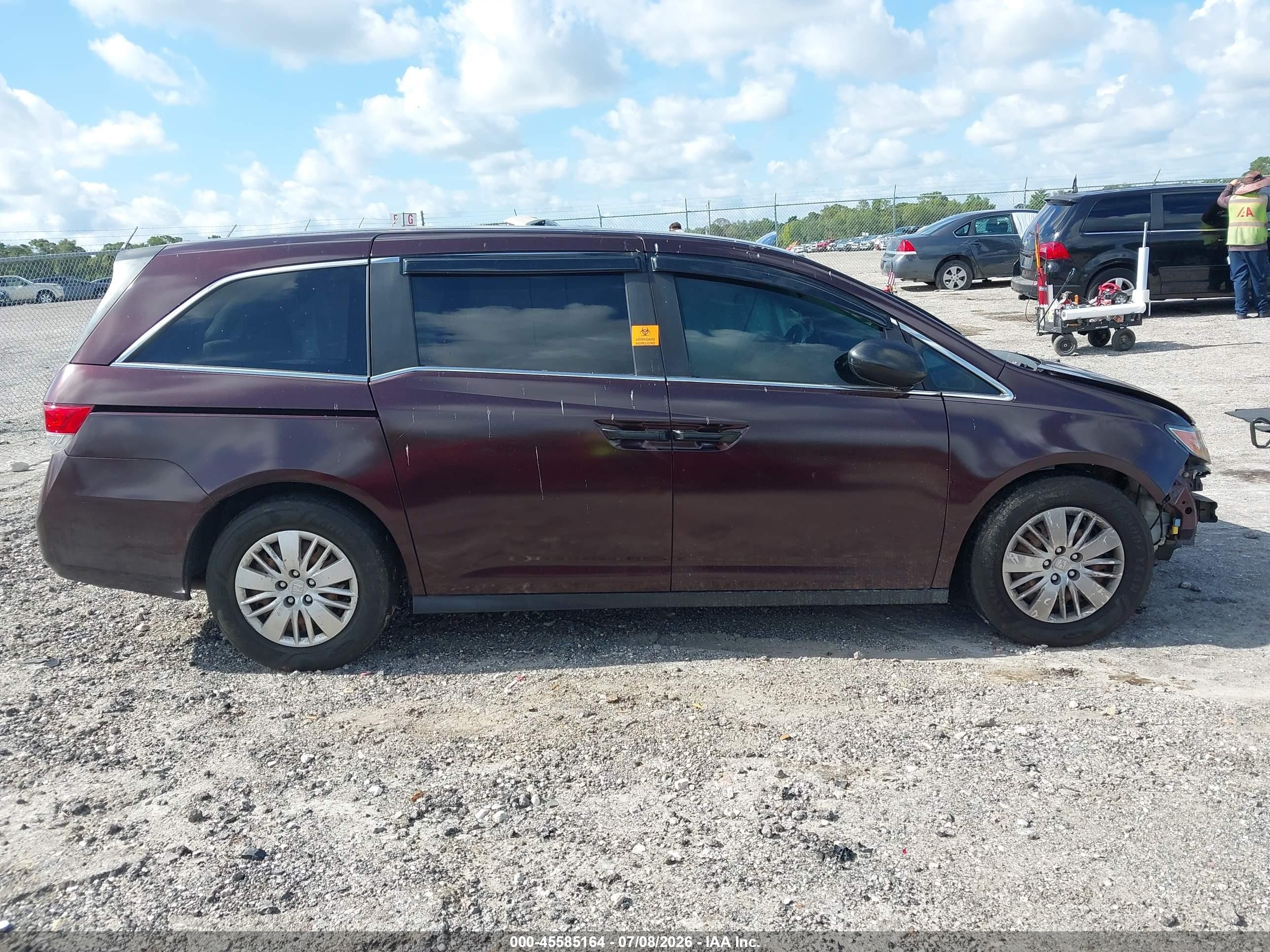 2014 Honda Odyssey Lx Maroon vin: 5FNRL5H25EB054422