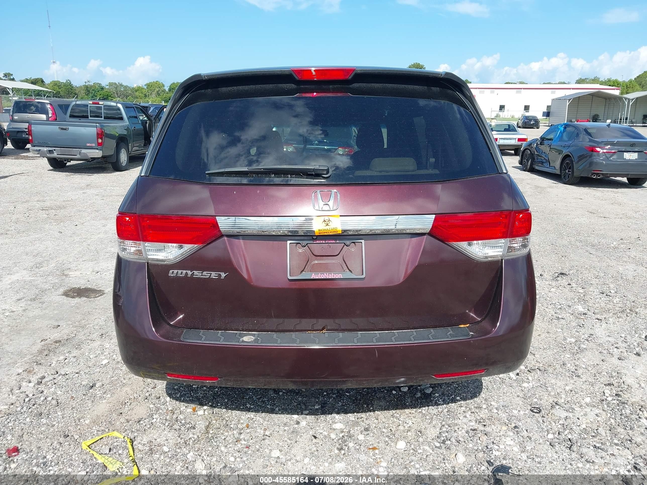 2014 Honda Odyssey Lx Maroon vin: 5FNRL5H25EB054422