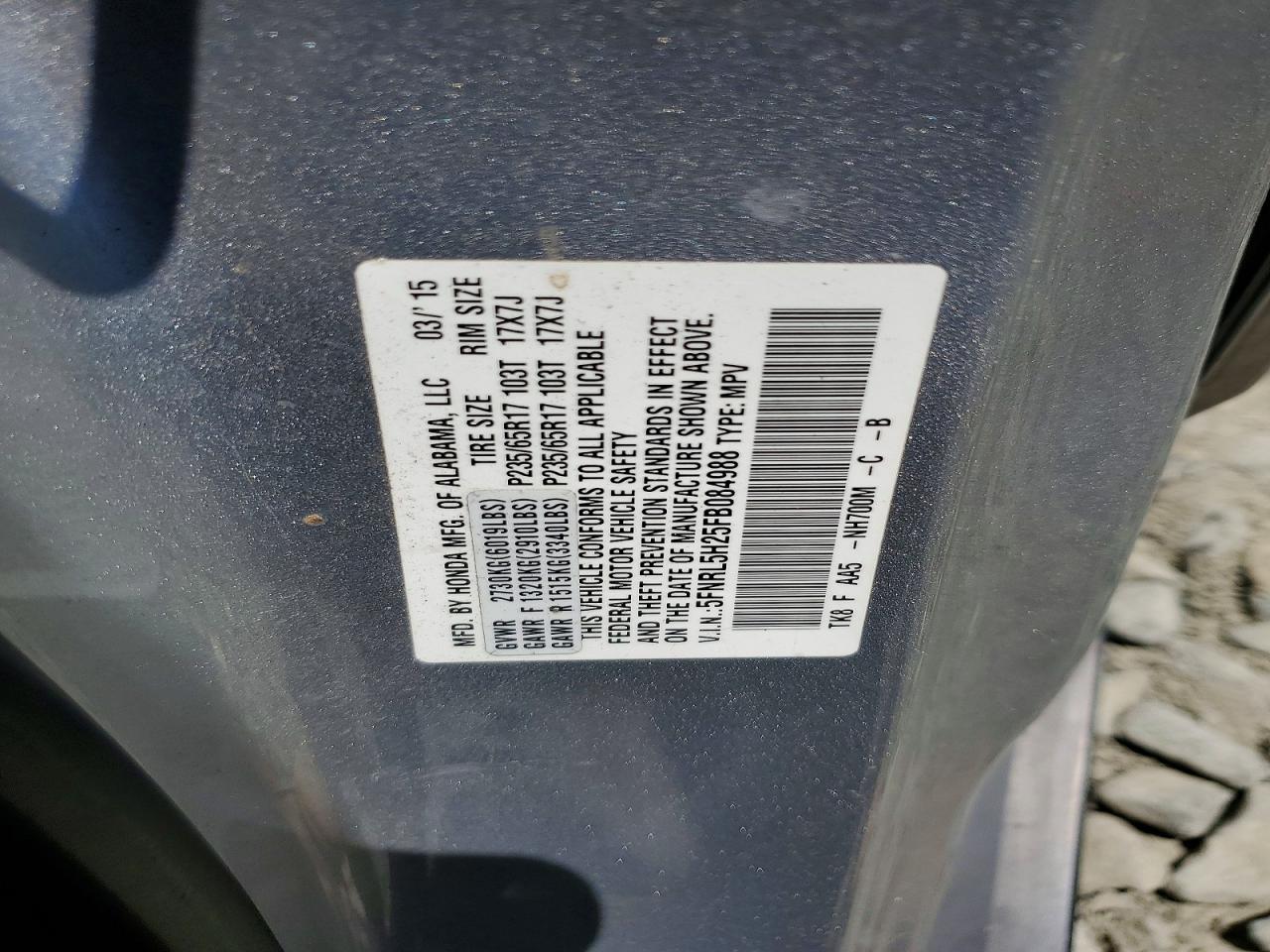 2015 Honda Odyssey Lx Silver vin: 5FNRL5H25FB084988