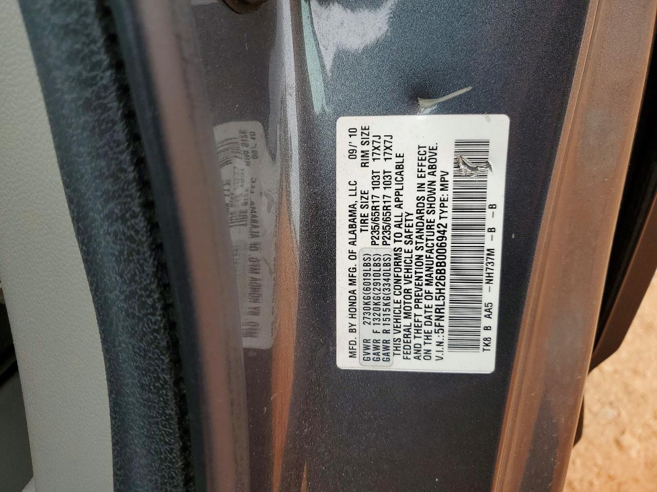 2011 Honda Odyssey Lx Gray vin: 5FNRL5H26BB006942