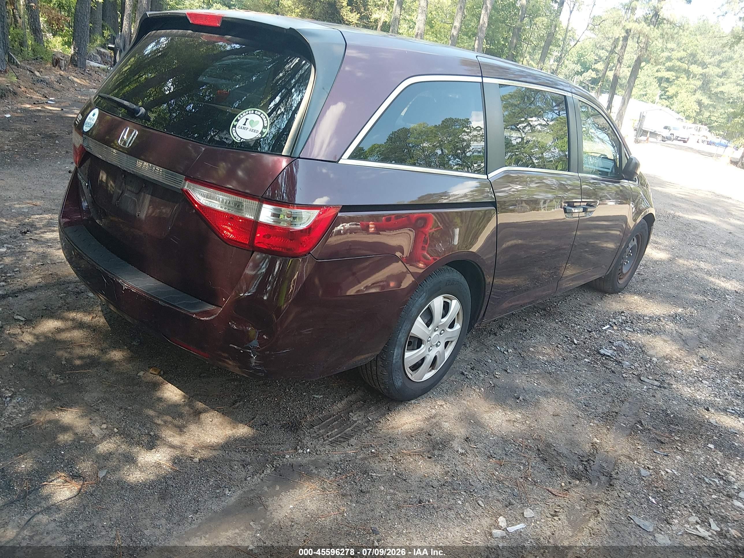 2013 Honda Odyssey Lx Темно-бордовый vin: 5FNRL5H26DB088853