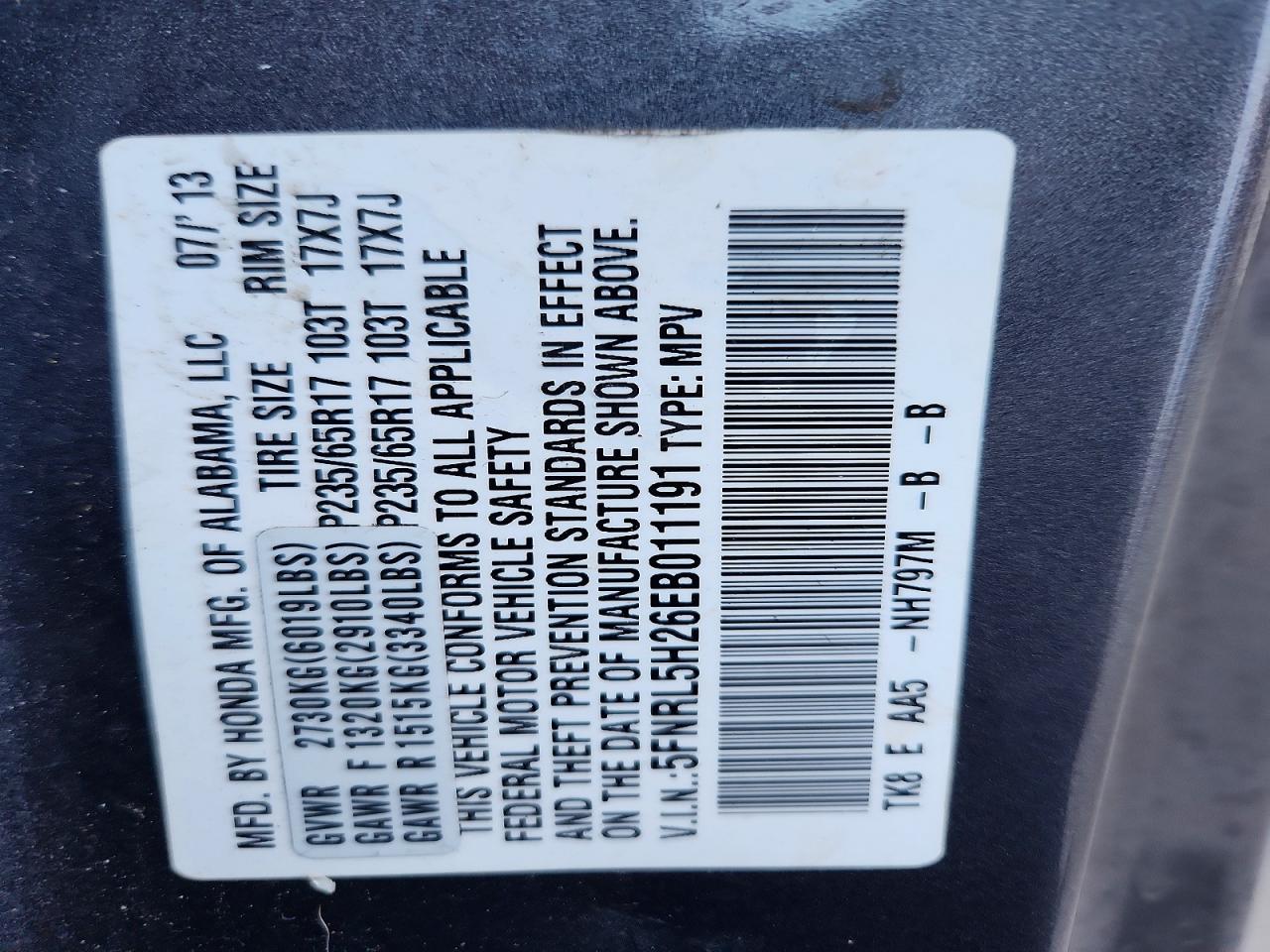 2014 Honda Odyssey Lx Gray vin: 5FNRL5H26EB011191