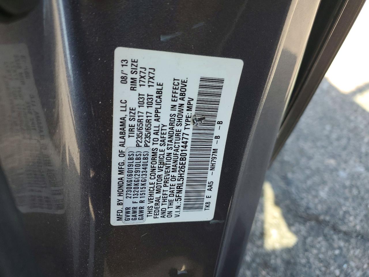 2014 Honda Odyssey Lx Gray vin: 5FNRL5H26EB014477