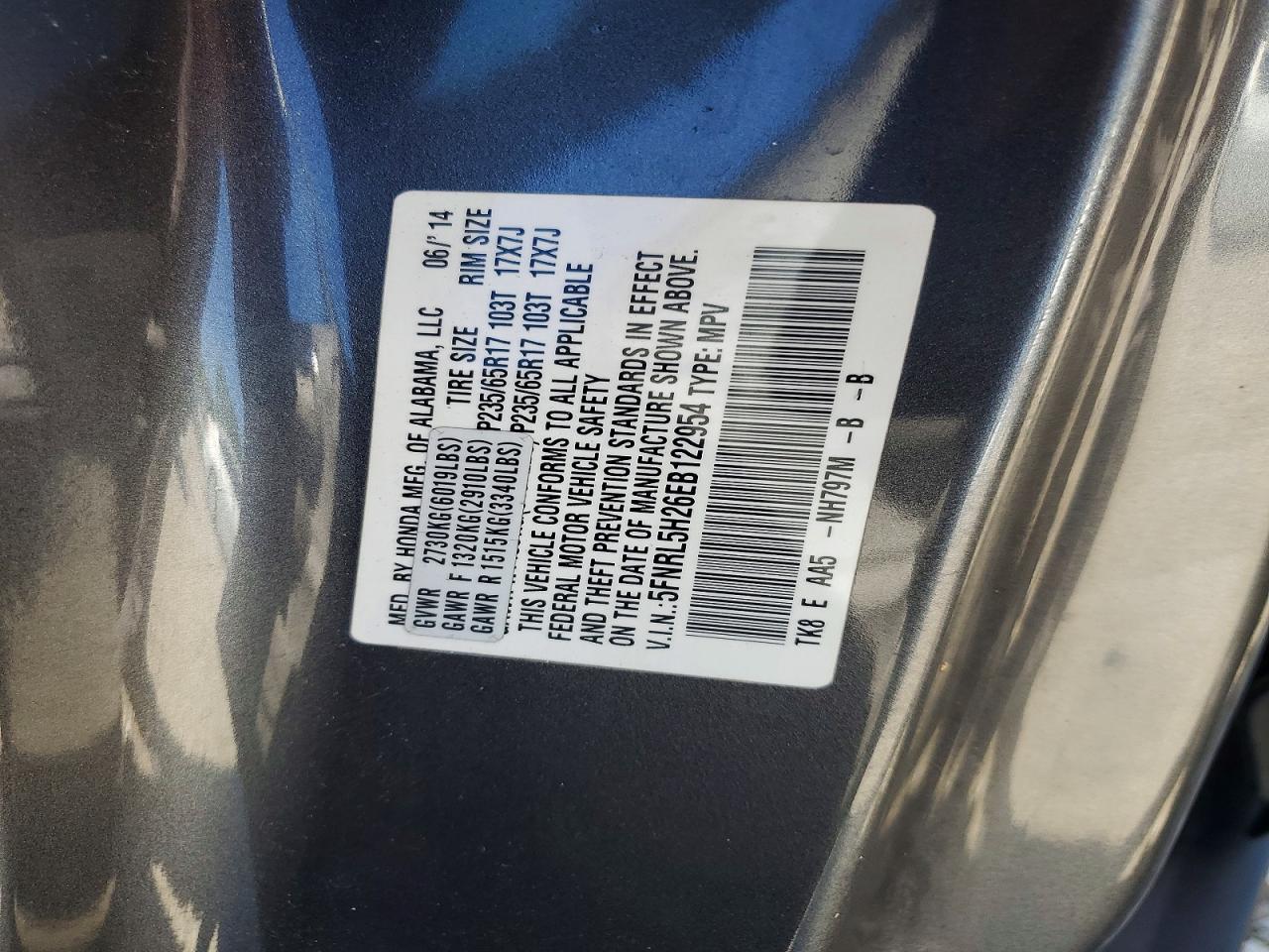 2014 Honda Odyssey Lx Gray vin: 5FNRL5H26EB122954