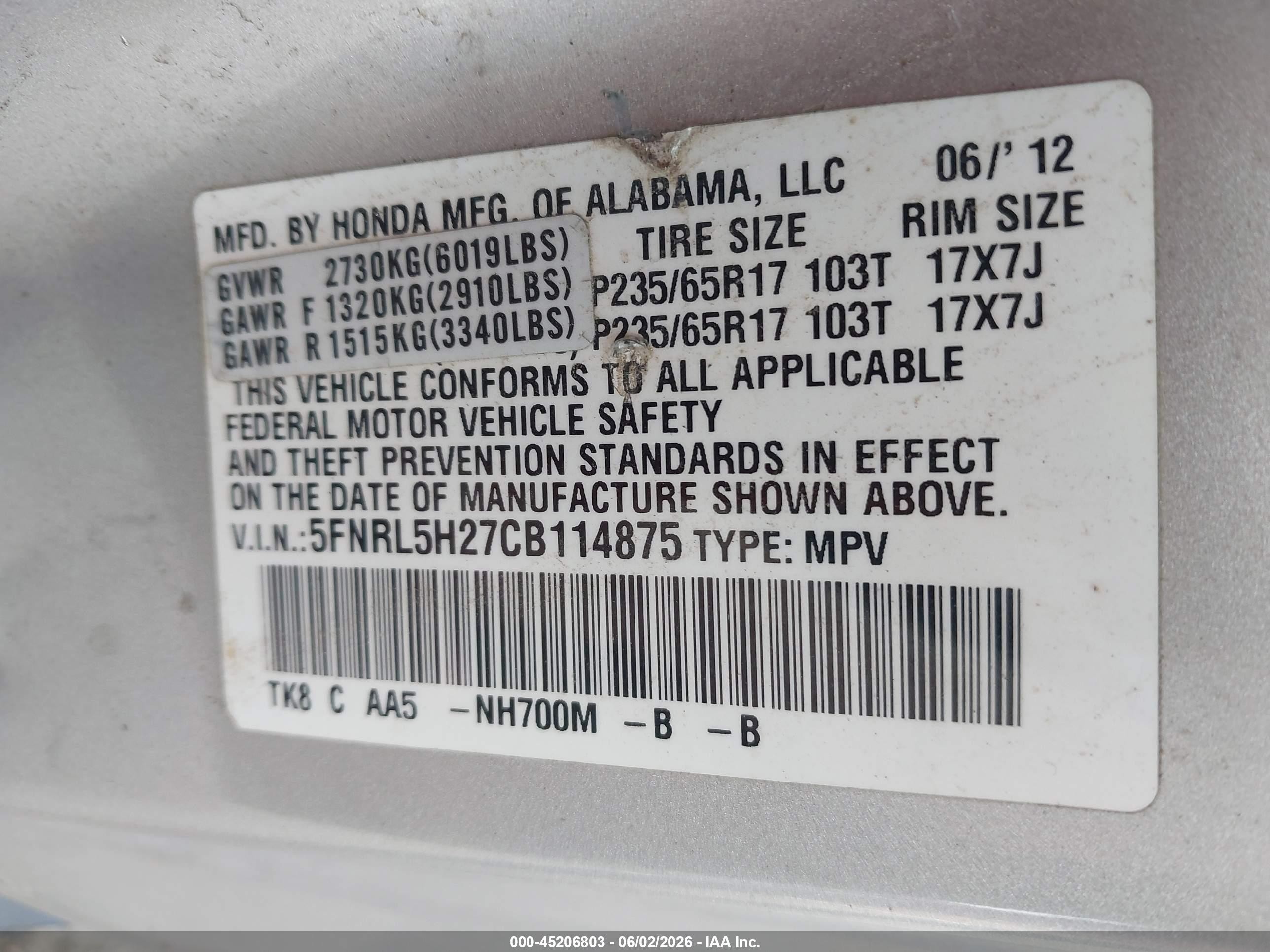 2012 Honda Odyssey Lx Silver vin: 5FNRL5H27CB114875