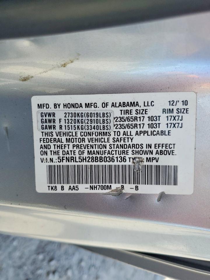 2011 Honda Odyssey Lx Silver vin: 5FNRL5H28BB036136