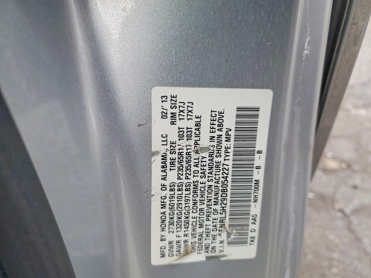 2013 Honda Odyssey Lx Серебряный vin: 5FNRL5H29DB054227