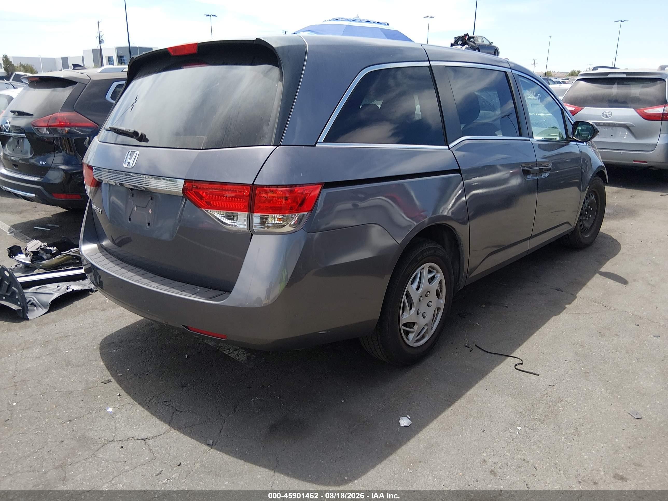 2014 Honda Odyssey Lx Gray vin: 5FNRL5H29EB065519