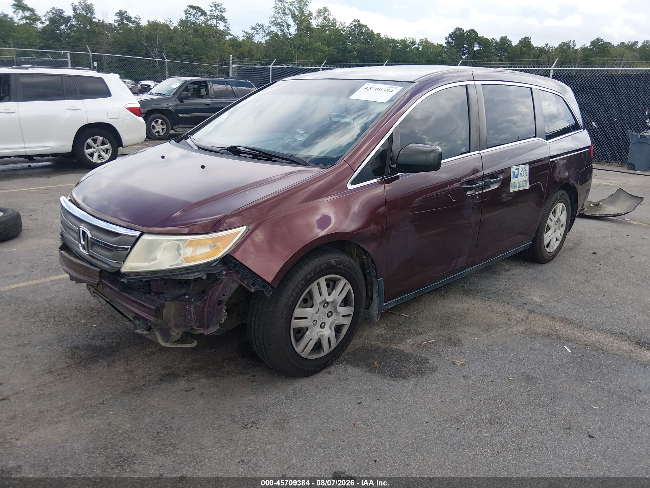 2011 Honda Odyssey Lx Burgundy vin: 5FNRL5H2XBB021315
