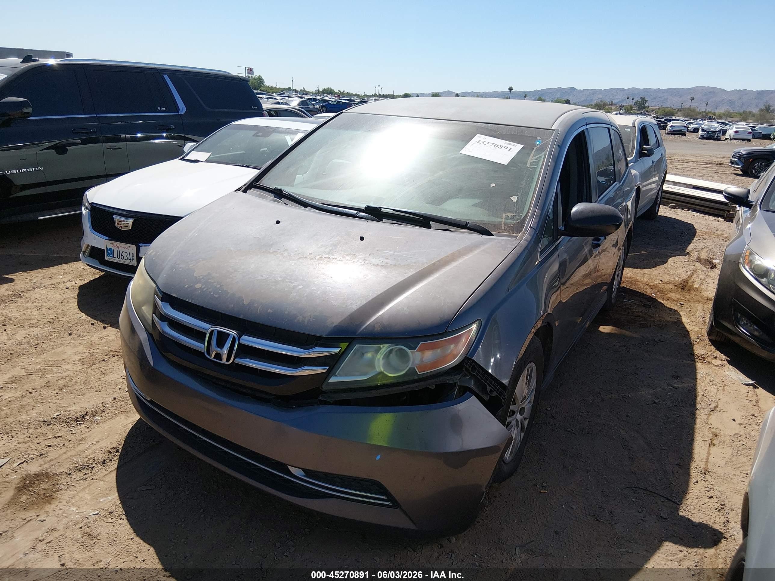 2014 Honda Odyssey Lx Gray vin: 5FNRL5H2XEB022372