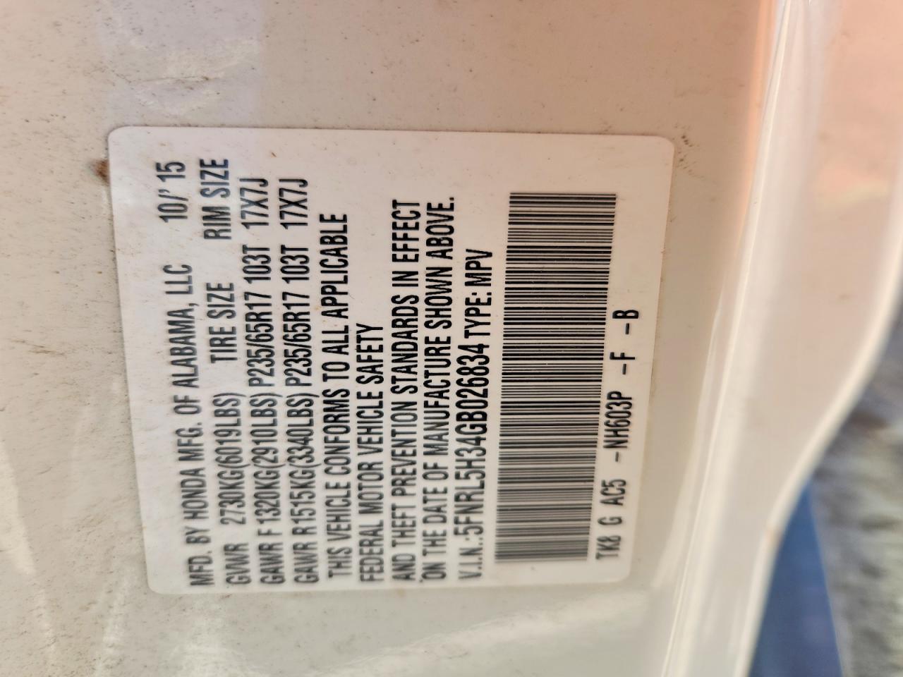 2016 Honda Odyssey Se White vin: 5FNRL5H34GB026834