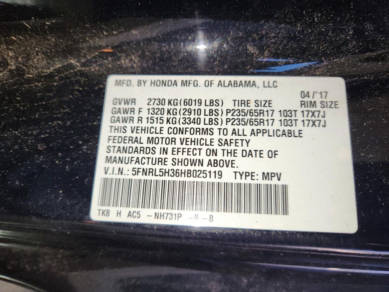 2017 Honda Odyssey Se Black vin: 5FNRL5H36HB025119