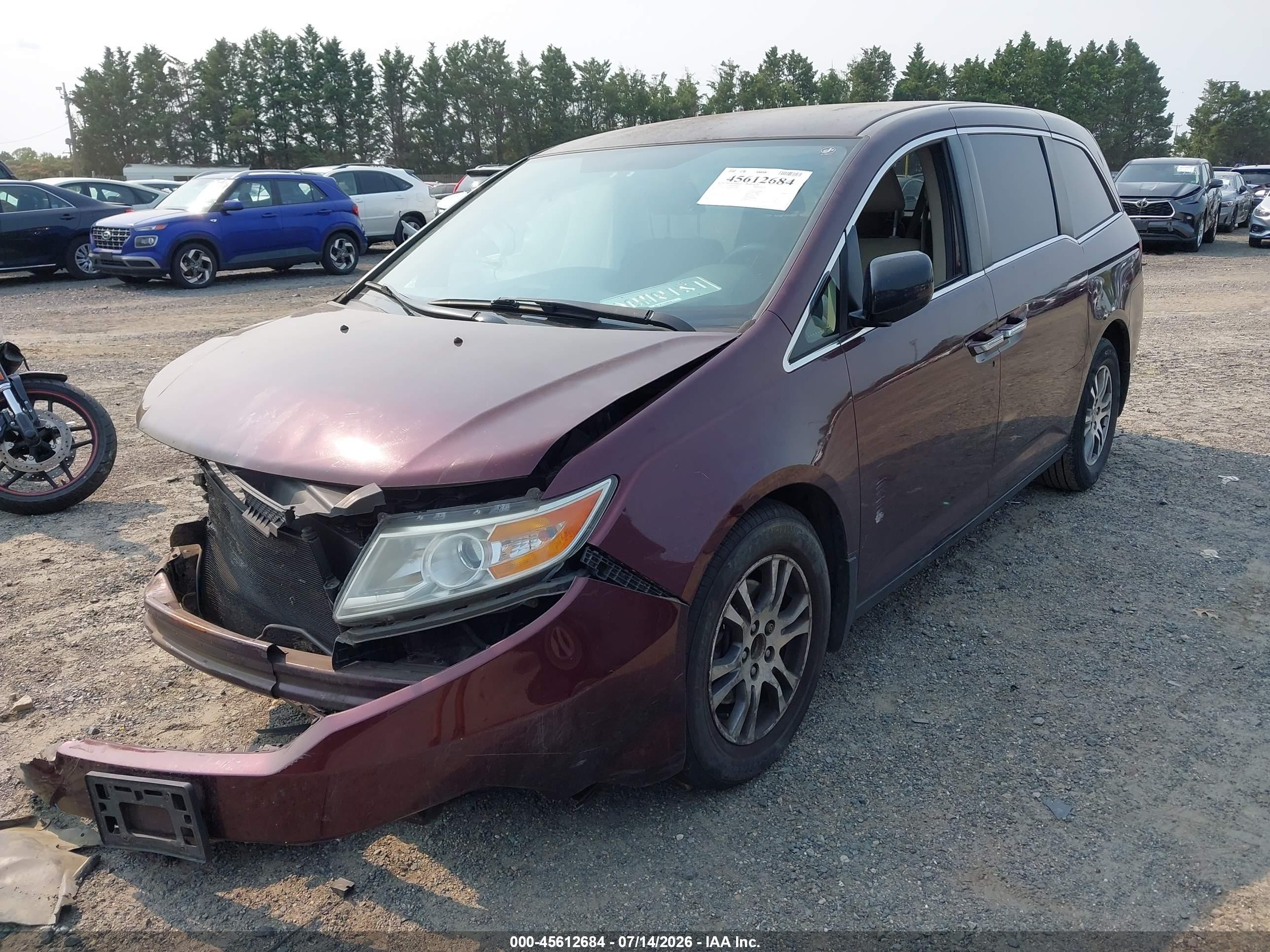 2013 Honda Odyssey Ex Burgundy vin: 5FNRL5H40DB054280