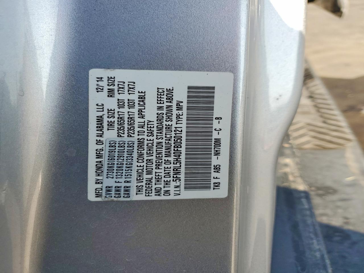 2015 Honda Odyssey Ex Silver vin: 5FNRL5H40FB050121