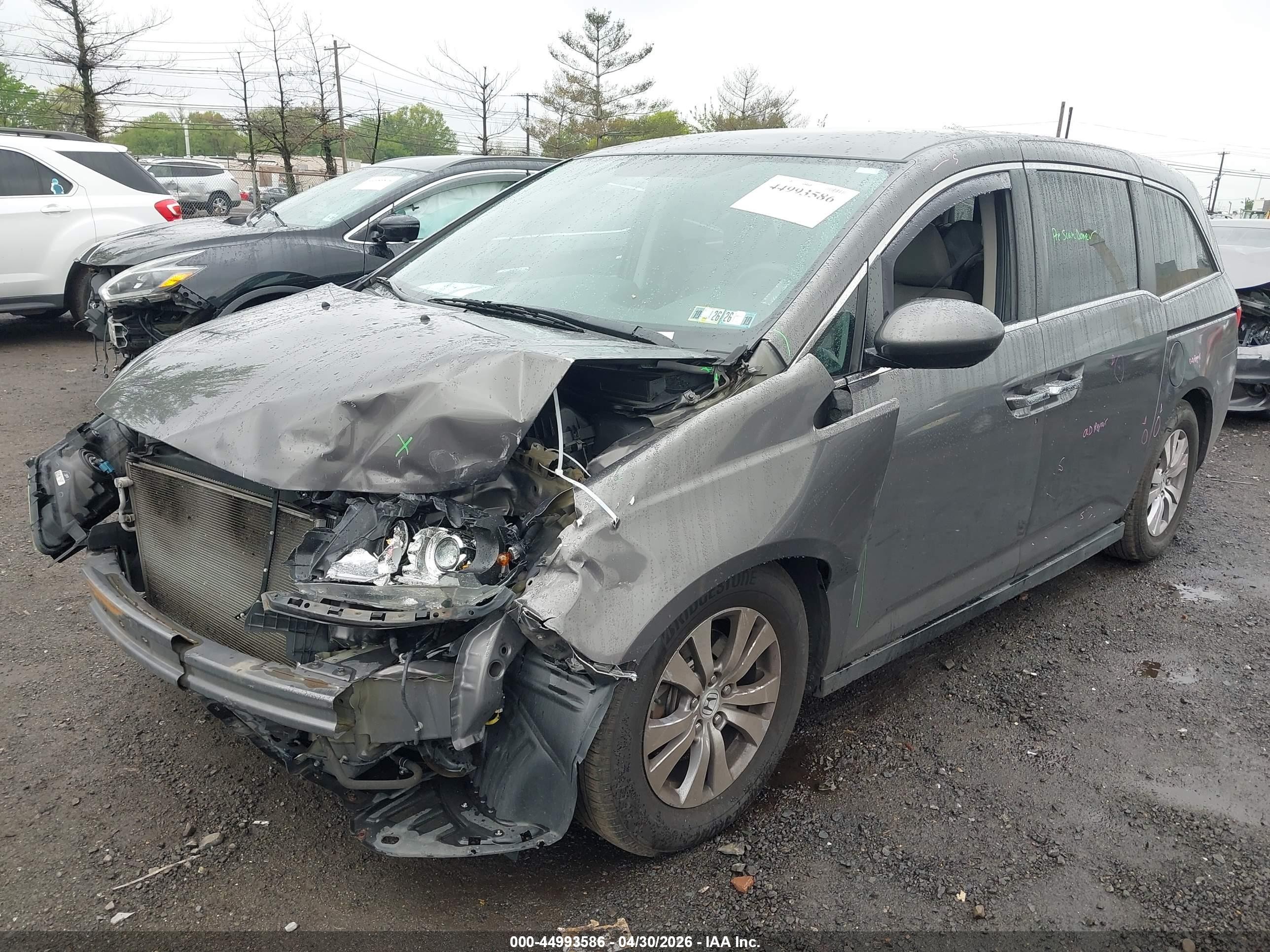 2015 Honda Odyssey Ex Gray vin: 5FNRL5H40FB125044