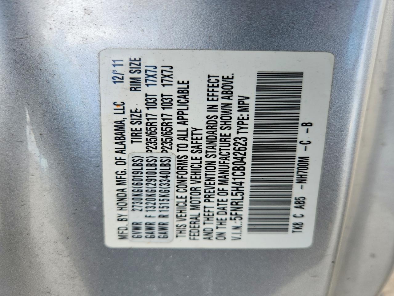 2012 Honda Odyssey Ex Silver vin: 5FNRL5H41CB042623