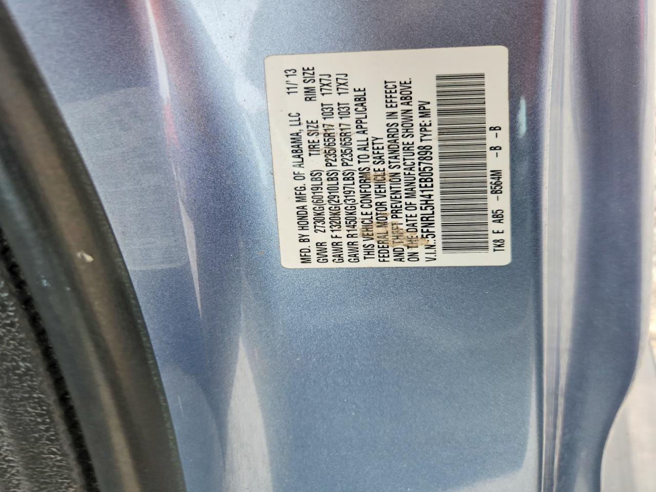 2014 Honda Odyssey Ex Синий vin: 5FNRL5H41EB057898