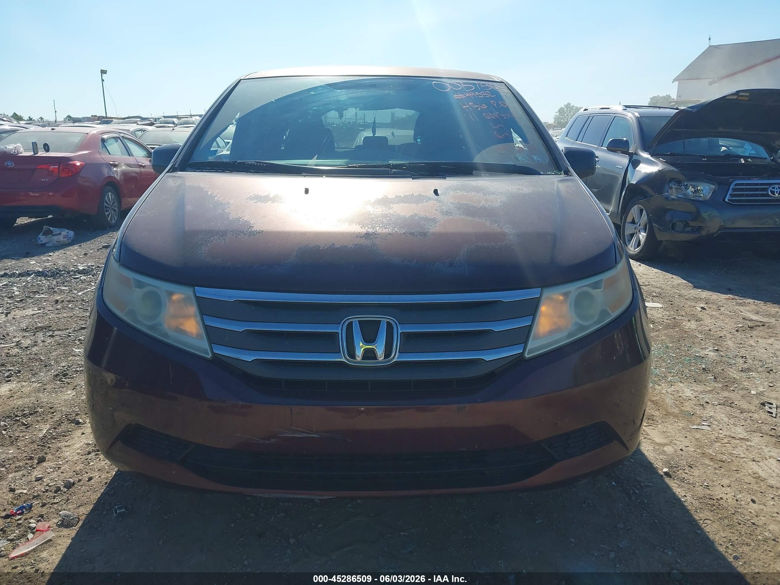 2011 Honda Odyssey Ex Бордовый vin: 5FNRL5H42BB003750
