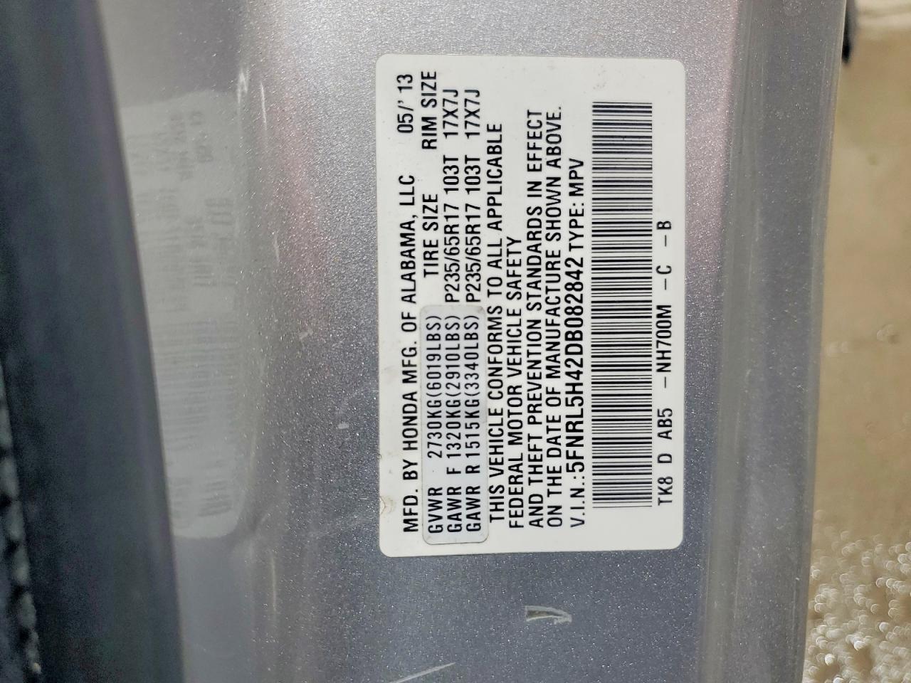 2013 Honda Odyssey Ex Silver vin: 5FNRL5H42DB082842