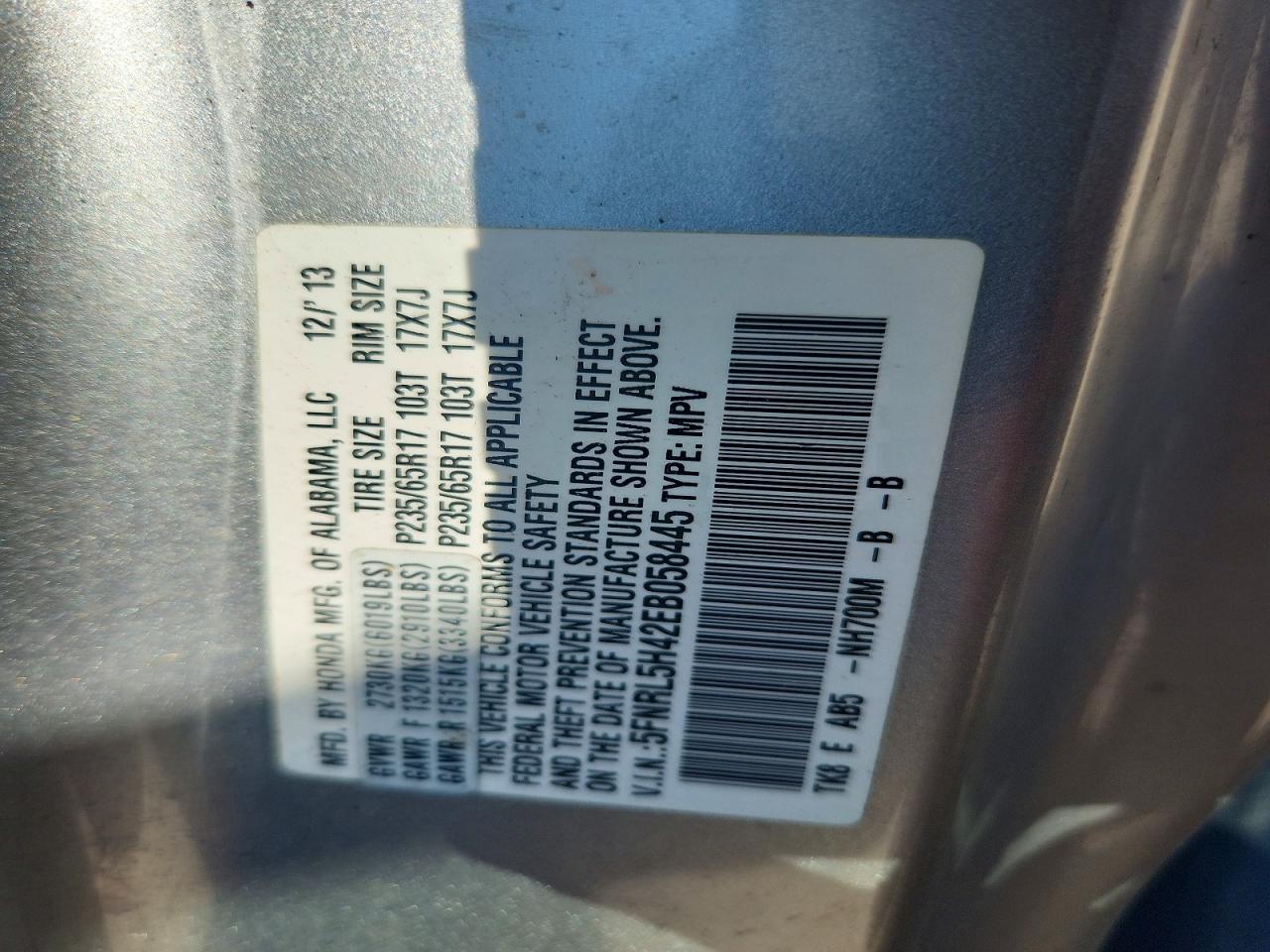 2014 Honda Odyssey Ex Silver vin: 5FNRL5H42EB058445