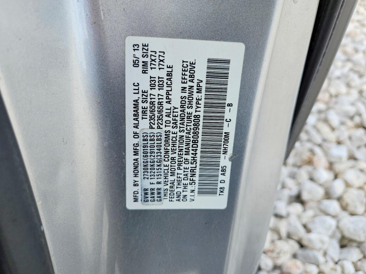 2013 Honda Odyssey Ex Silver vin: 5FNRL5H44DB089808