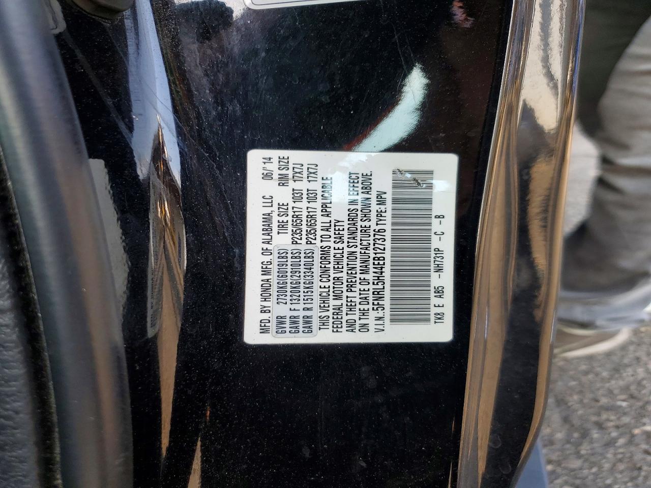 2014 Honda Odyssey Ex Черный vin: 5FNRL5H44EB127376