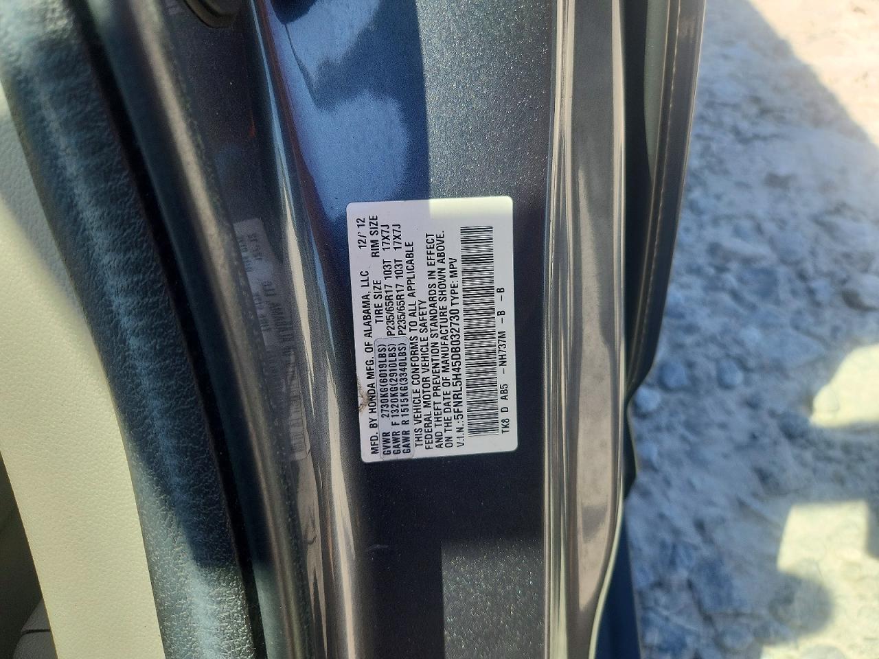 2013 Honda Odyssey Ex Gray vin: 5FNRL5H45DB032730