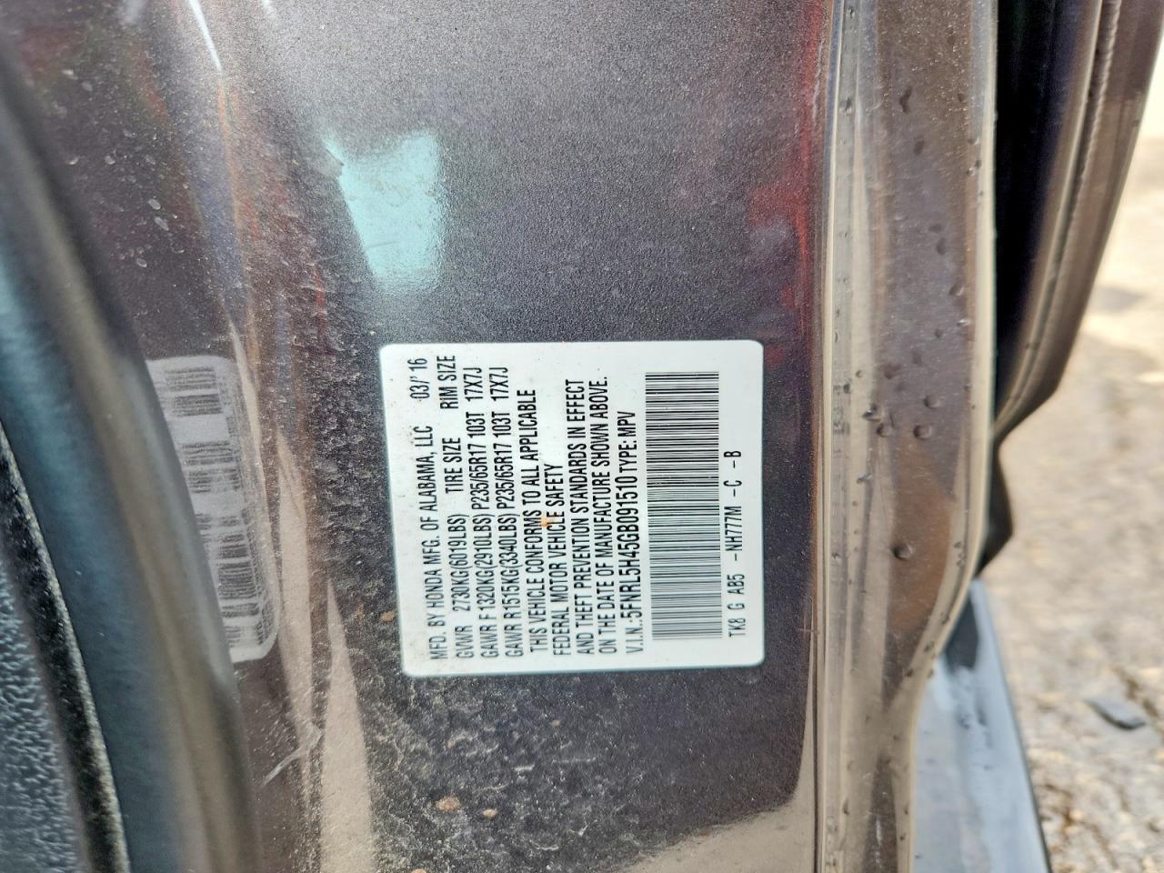 2016 Honda Odyssey Ex Gray vin: 5FNRL5H45GB091510