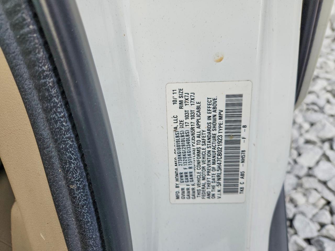 2012 Honda Odyssey Ex White vin: 5FNRL5H47CB021923