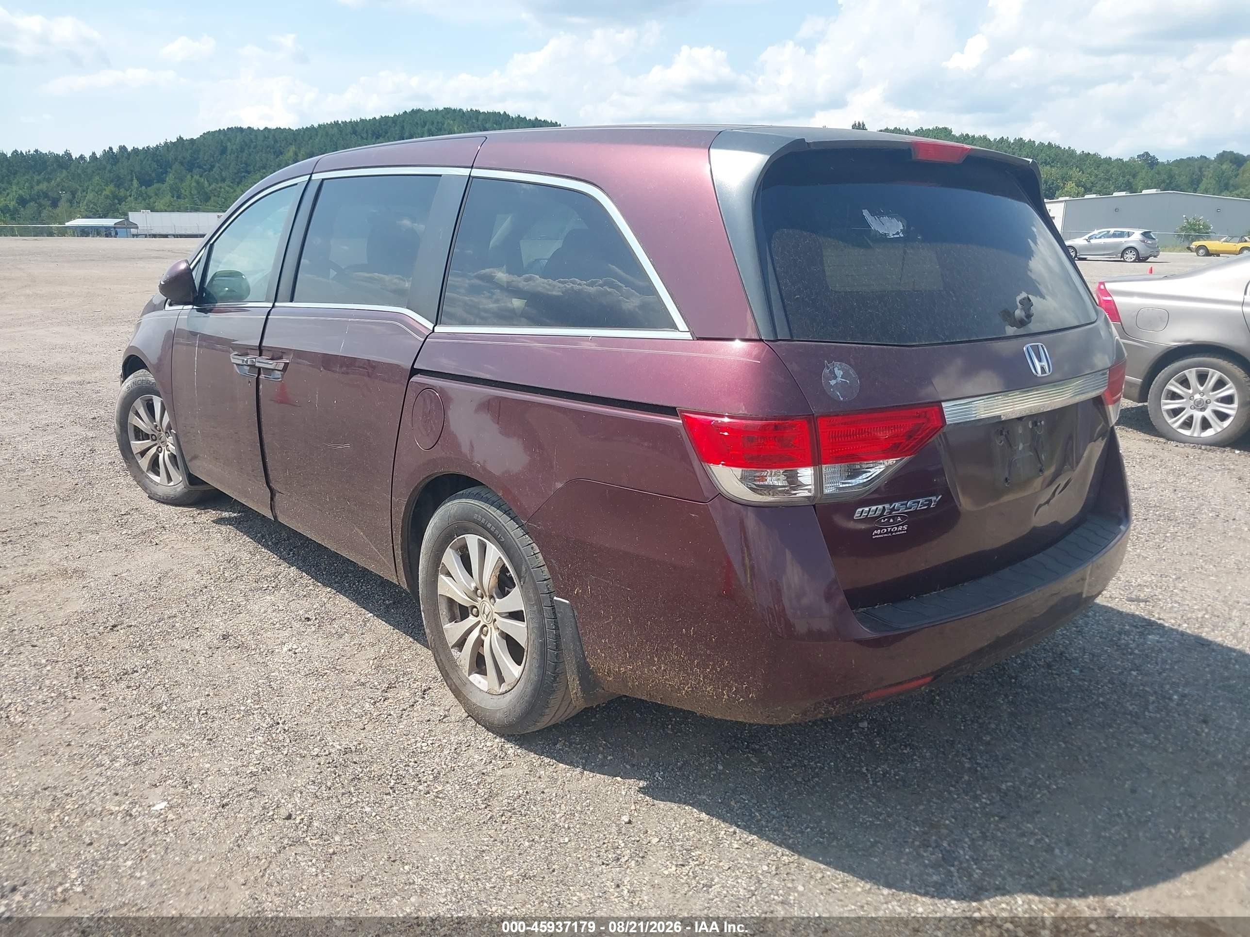2014 Honda Odyssey Ex Темно-бордовый vin: 5FNRL5H47EB005501