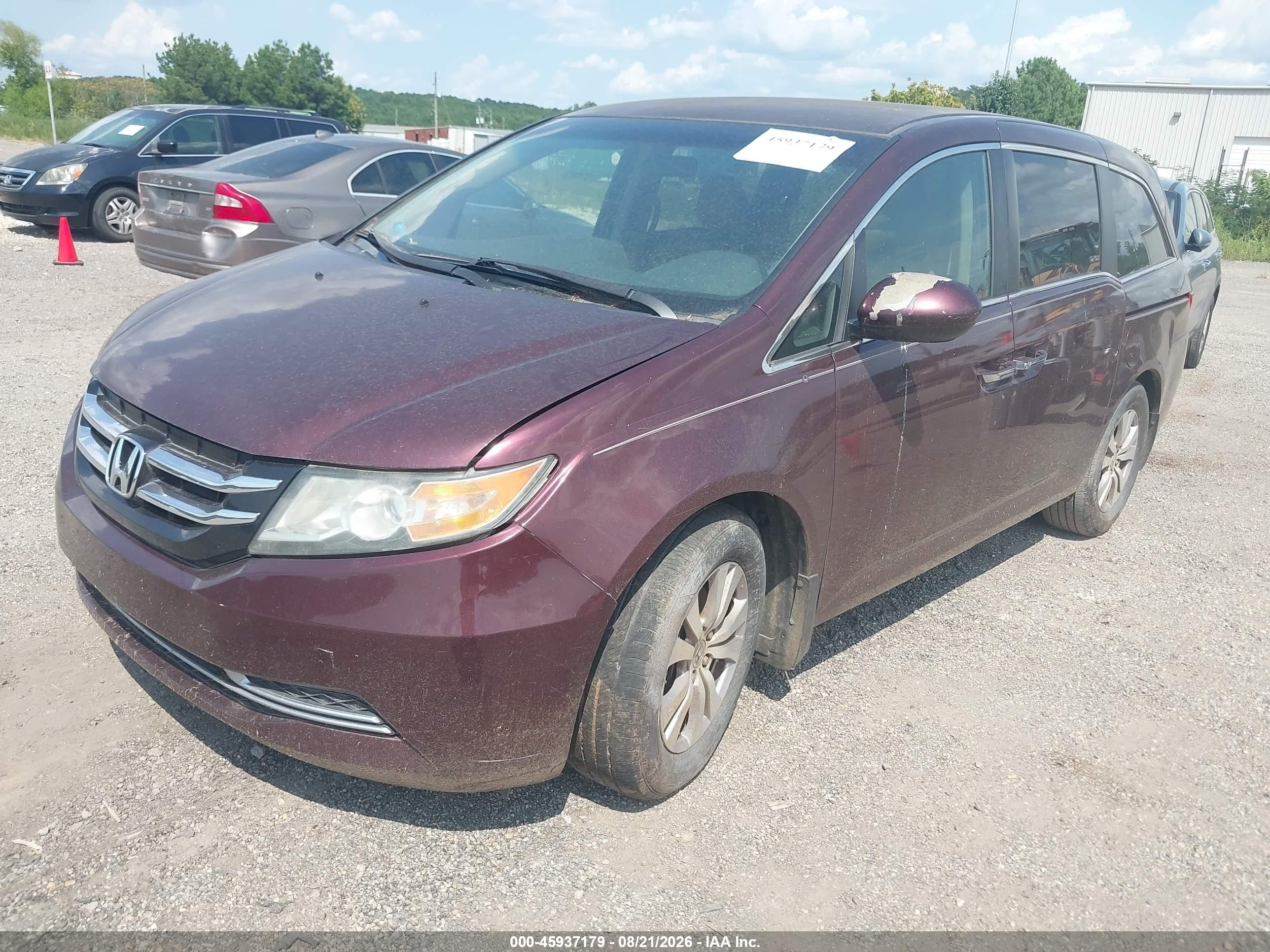 2014 Honda Odyssey Ex Темно-бордовый vin: 5FNRL5H47EB005501