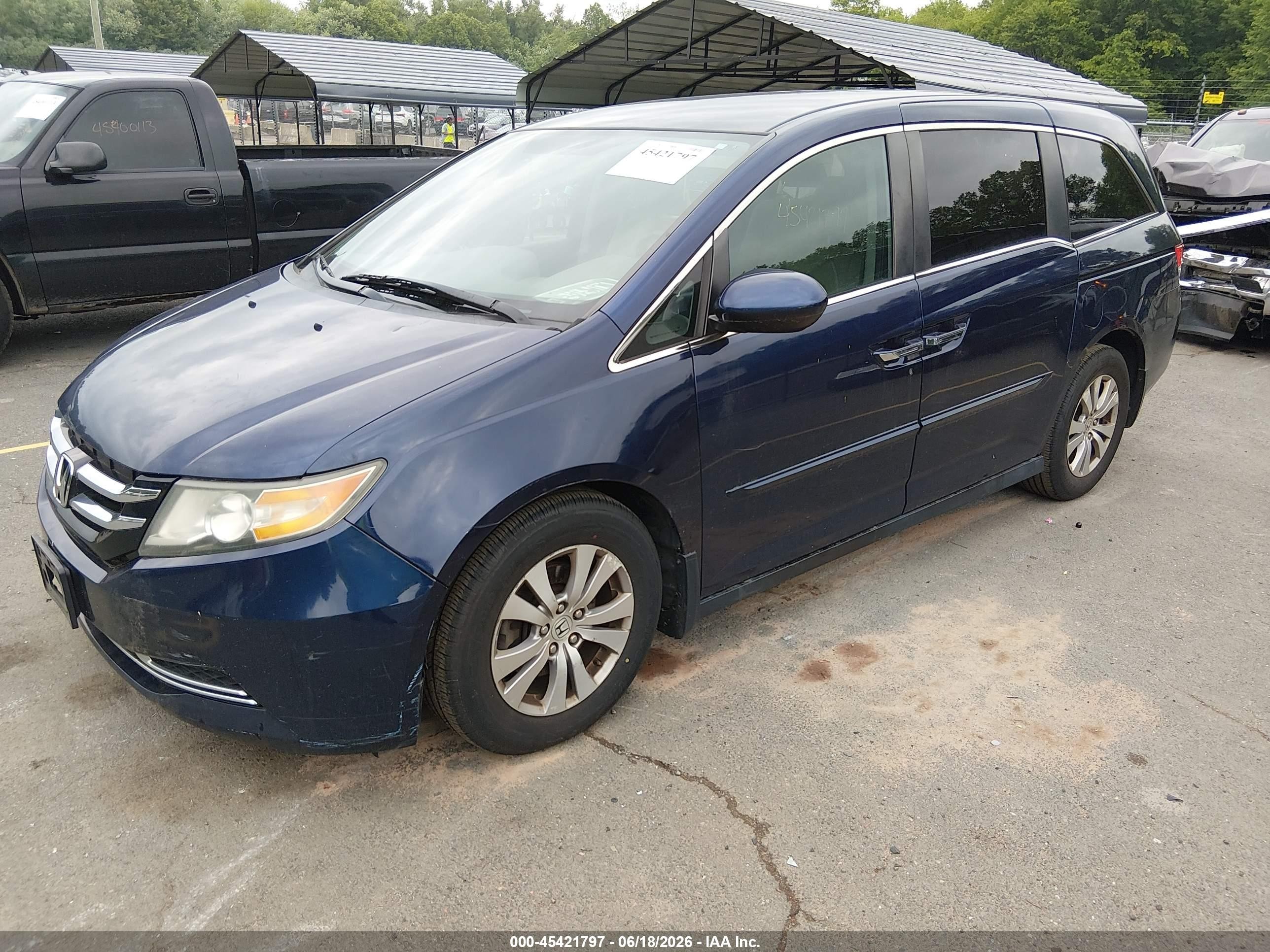 2015 Honda Odyssey Ex Dark Blue vin: 5FNRL5H48FB080550
