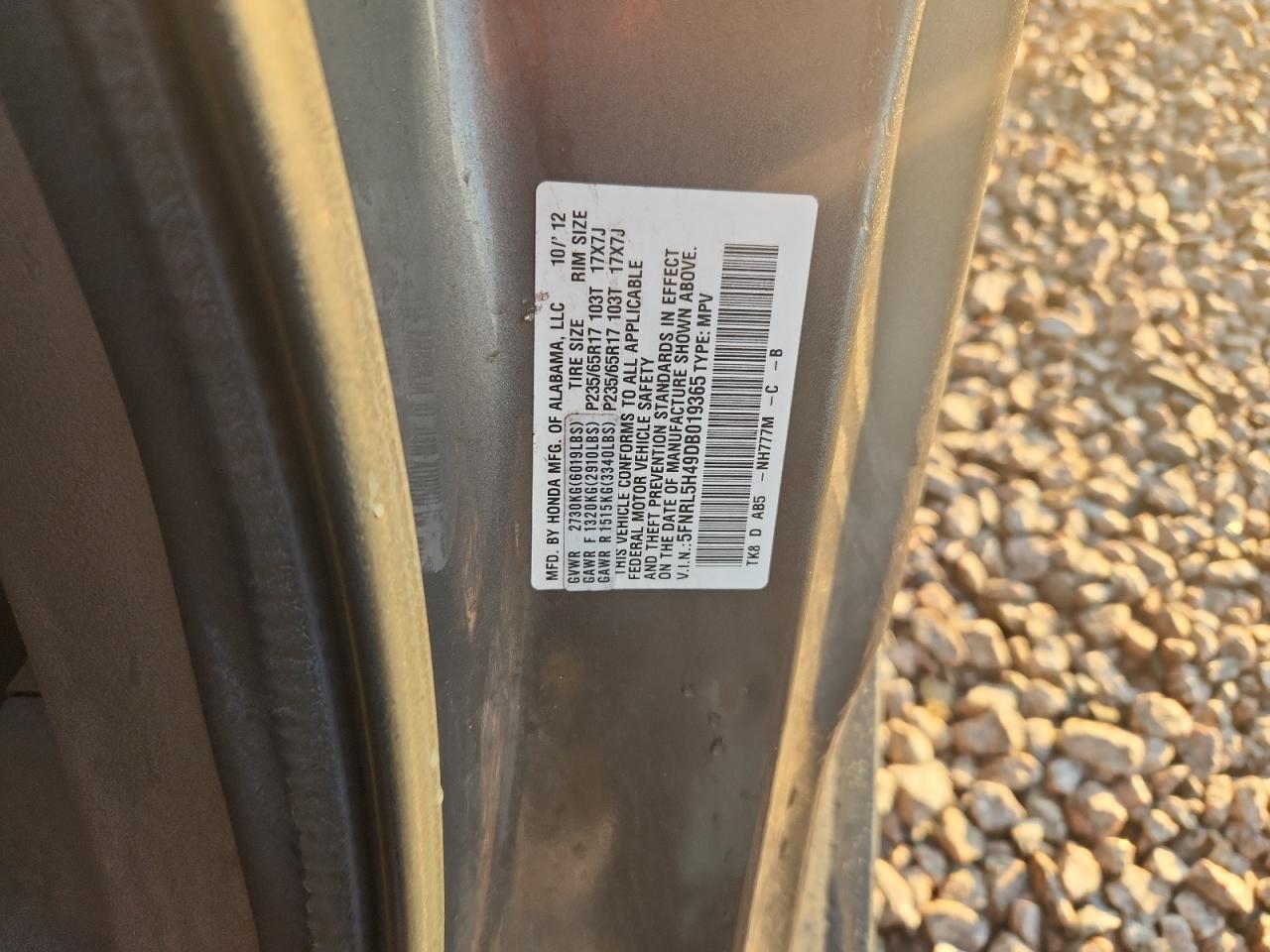 2013 Honda Odyssey Ex Gray vin: 5FNRL5H49DB019365