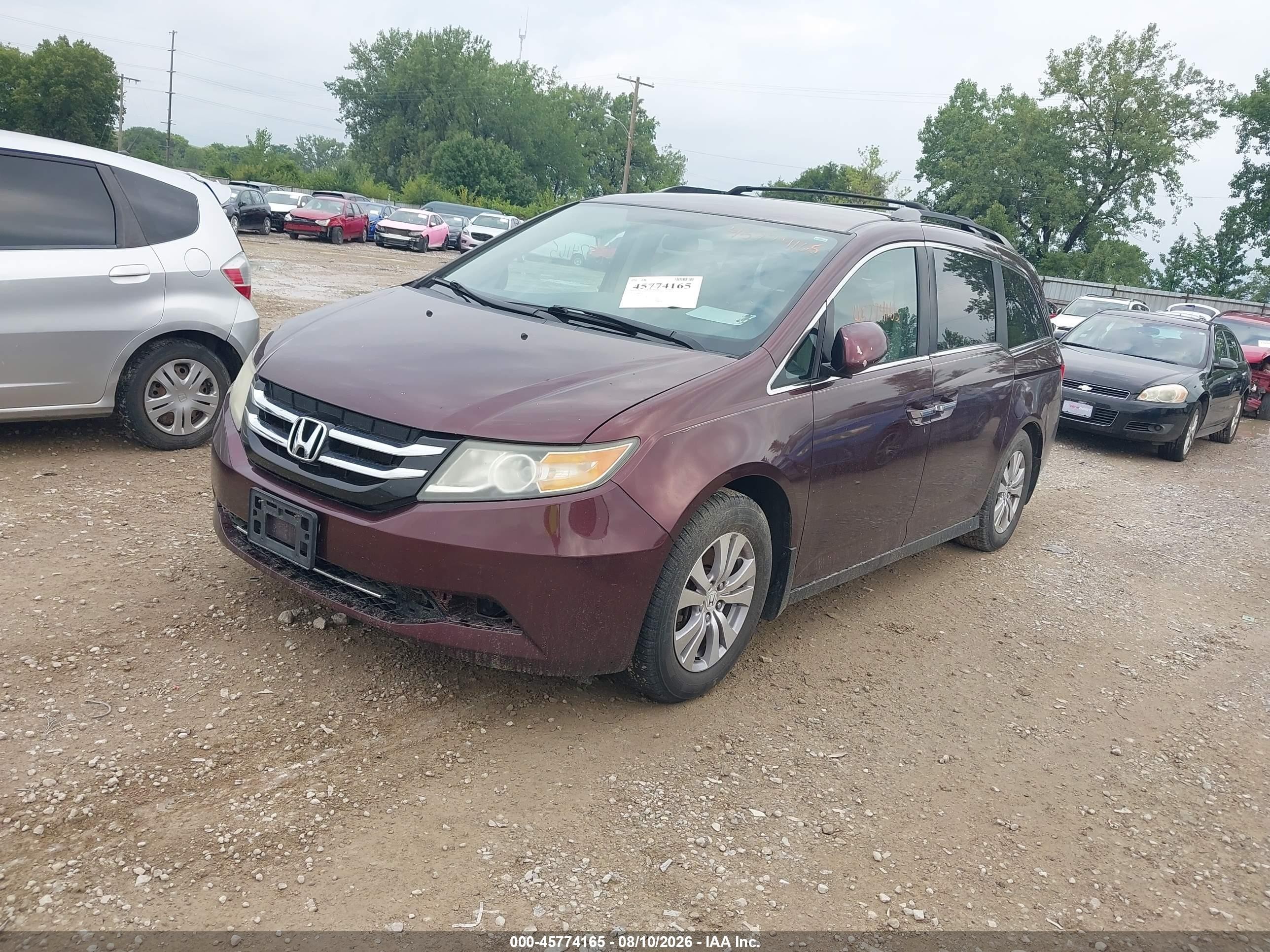 2014 Honda Odyssey Ex Burgundy vin: 5FNRL5H49EB053677