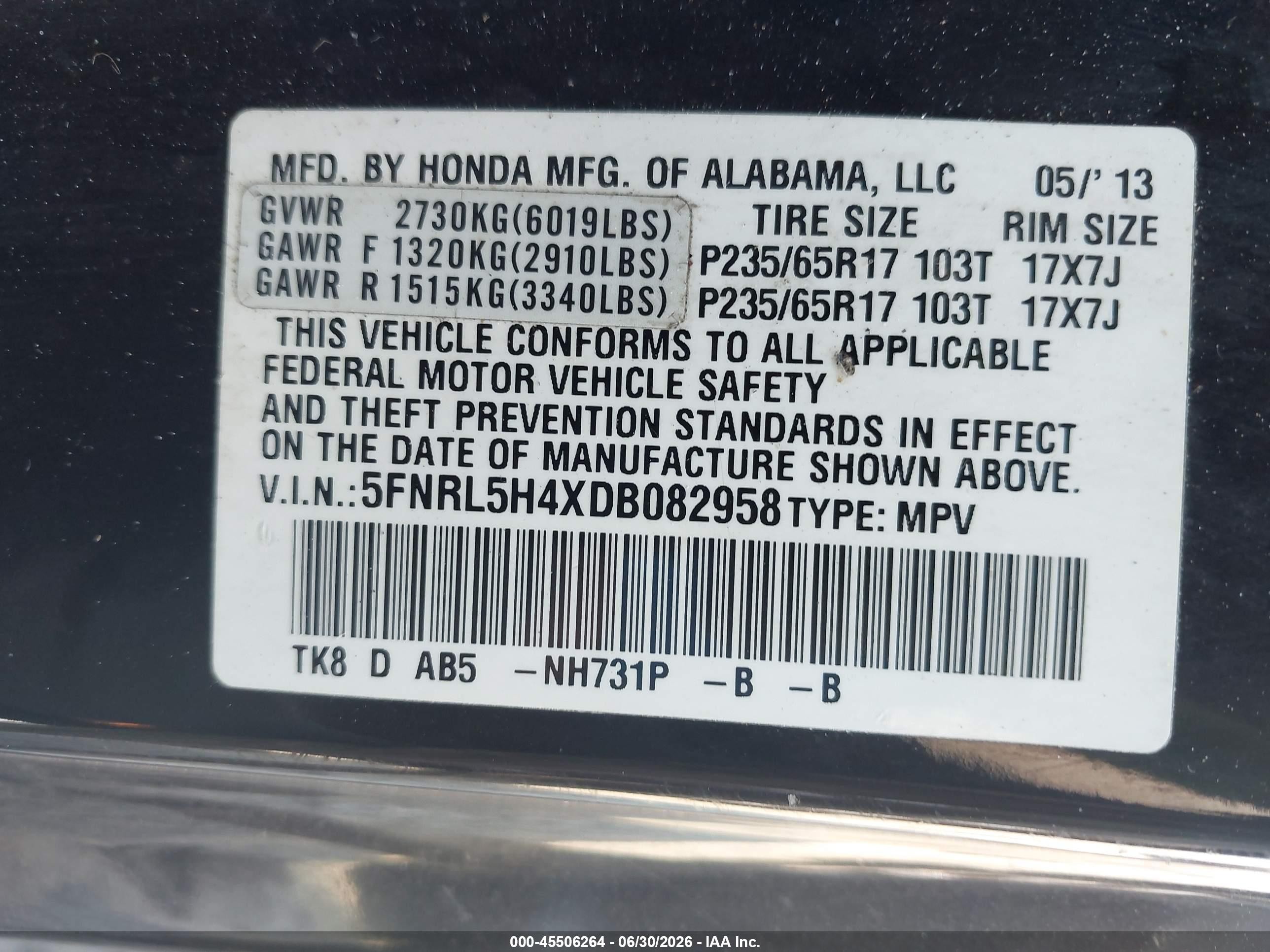 2013 Honda Odyssey Ex Black vin: 5FNRL5H4XDB082958