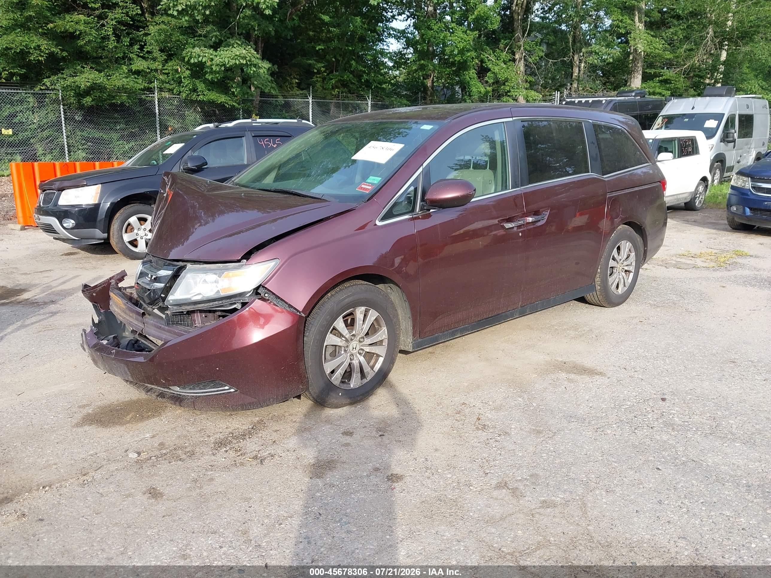2014 Honda Odyssey Ex Burgundy vin: 5FNRL5H4XEB082072