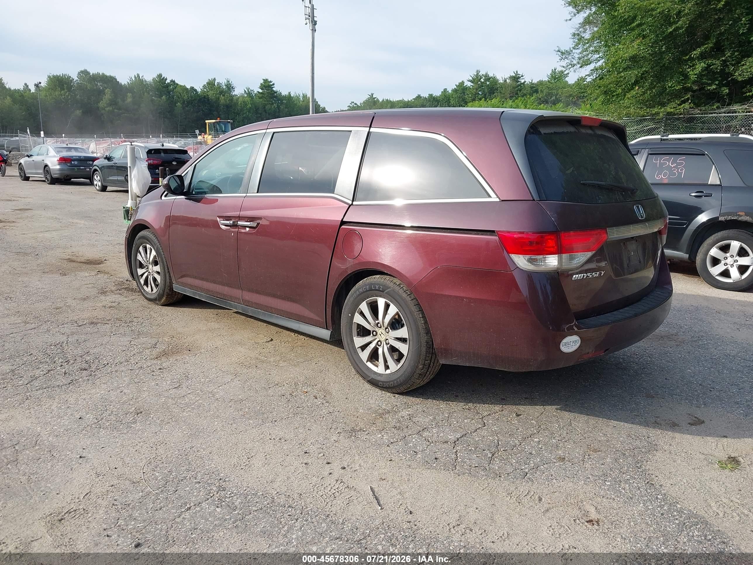 2014 Honda Odyssey Ex Burgundy vin: 5FNRL5H4XEB082072