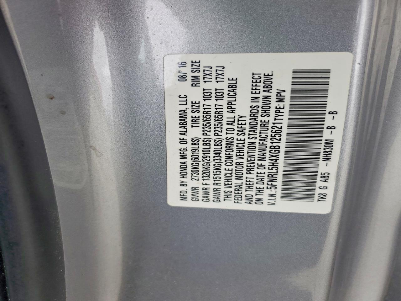 2016 Honda Odyssey Ex Silver vin: 5FNRL5H4XGB125621